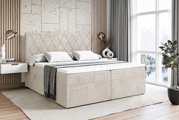 ALTDECOR Boxspringbett LEPARO (Multipocket-Matratze H4. H3 Matratze Bonellfederung. Topper. Kopfteil)