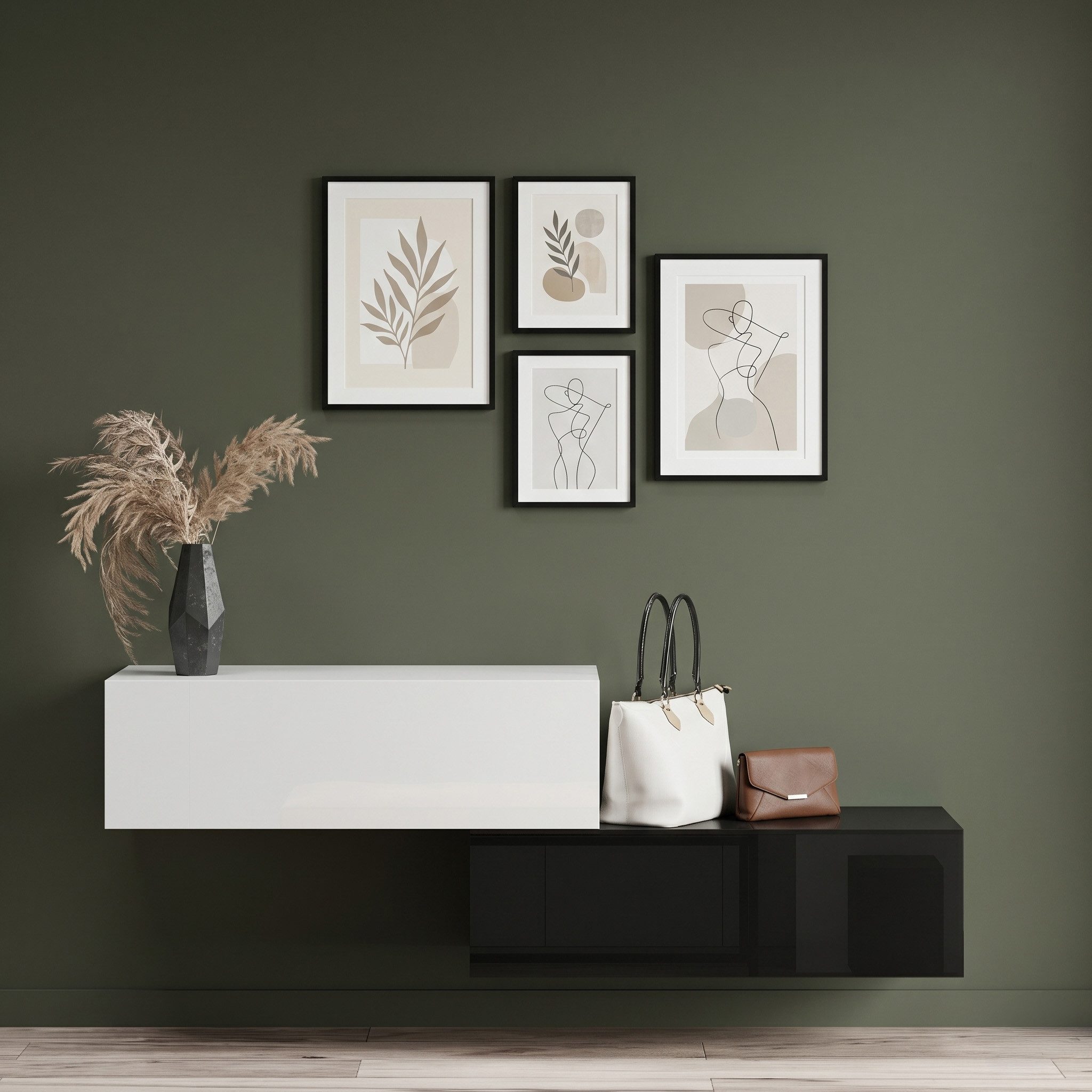 Planetmöbel Garderobenschrank Kompaktgarderobe Wandschrank 200 cm (schmaler Flurschrank mit Stauraum, 2-St., Flurgarderobe mit Soft-Open Funktion) Flurkommode vielseitig kombinierbar, 2x 100 cm