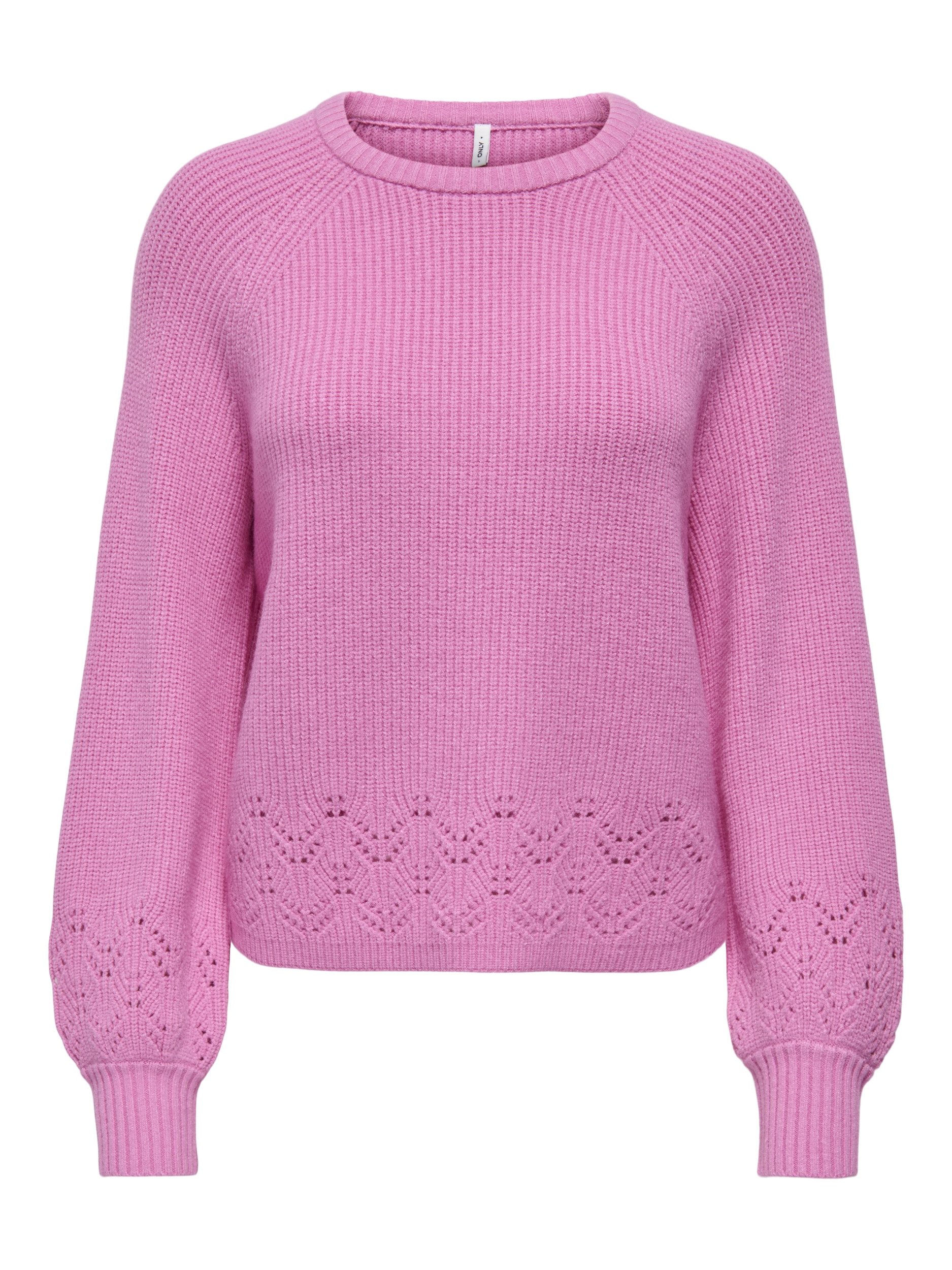 ONLY & SONS Longpullover ONLPRINCESS LS O-NECK DETAIL KNT 219990 Fuchsia Pink