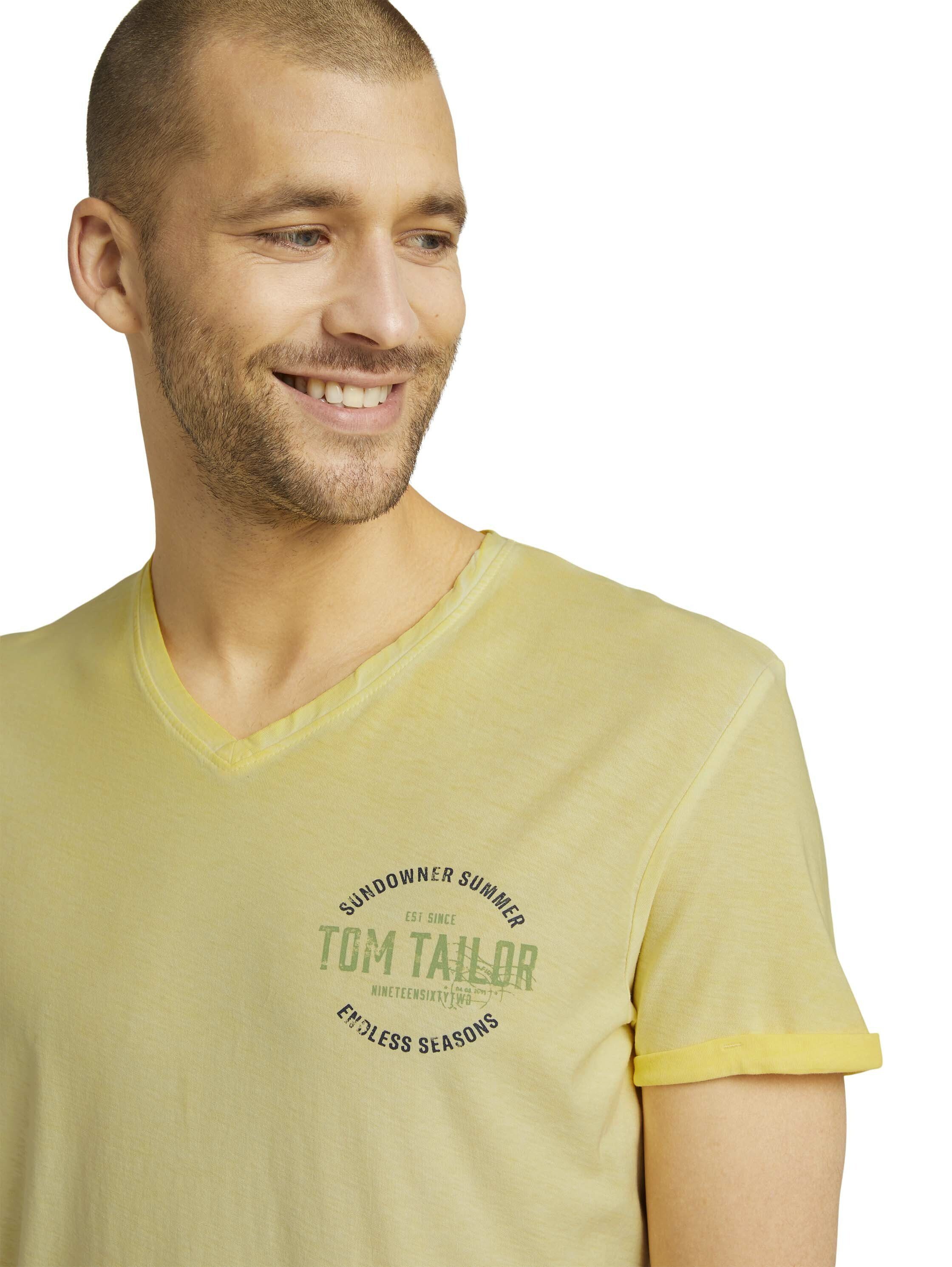 TOM TAILOR T-Shirt Shirt Shirt mit gelb Logo-Print