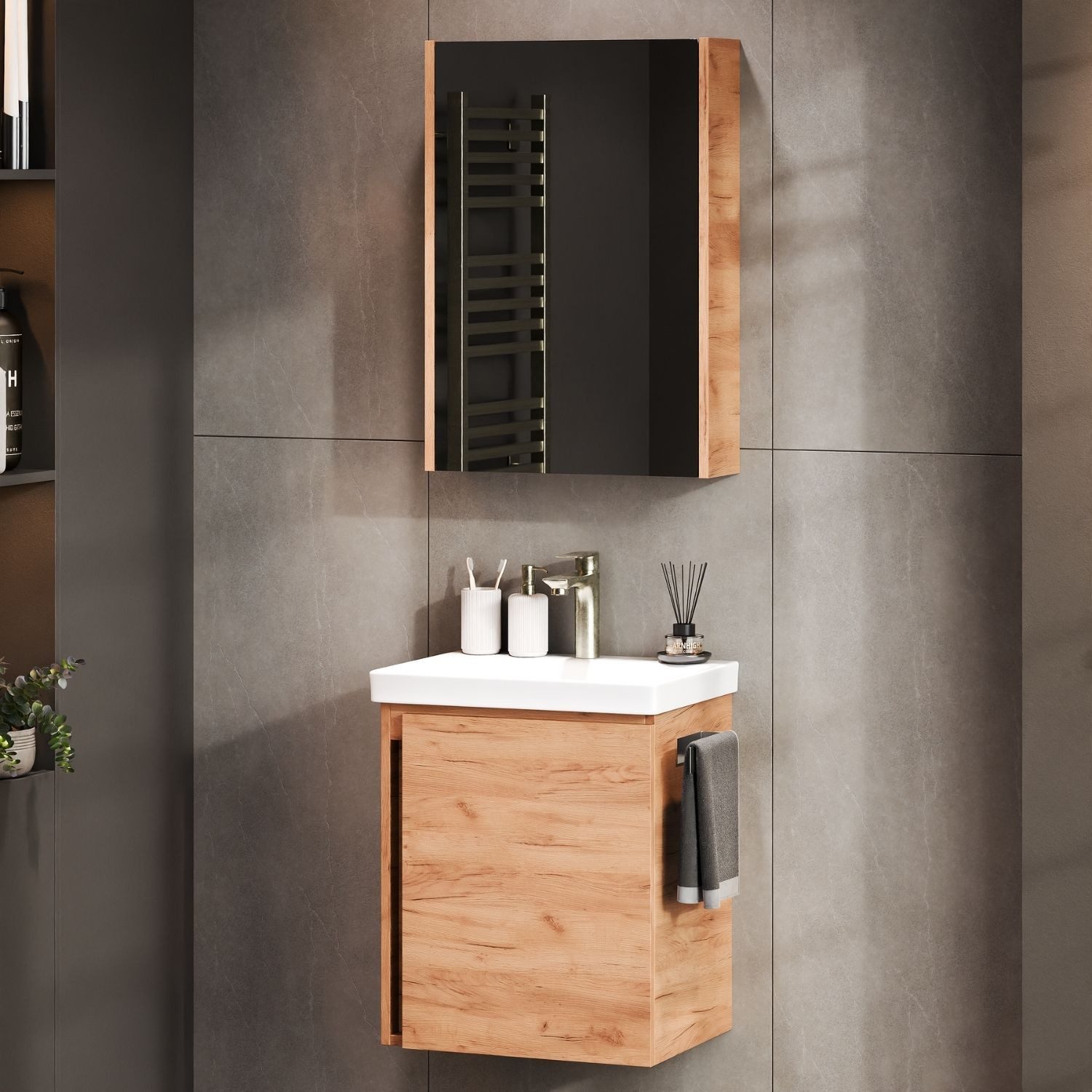 Planetmöbel Badmöbel-Set Badmöbel-Set mit Spiegelschrank 50cm, (hängend, 2- günstig online kaufen