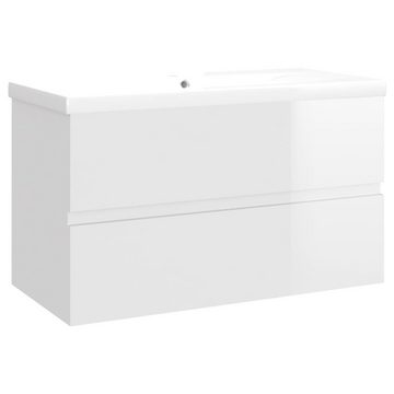 vidaXL Waschtisch Waschbeckenunterschrank Einbaubecken Hochglanz-Weiß Spanplatte 80 cm