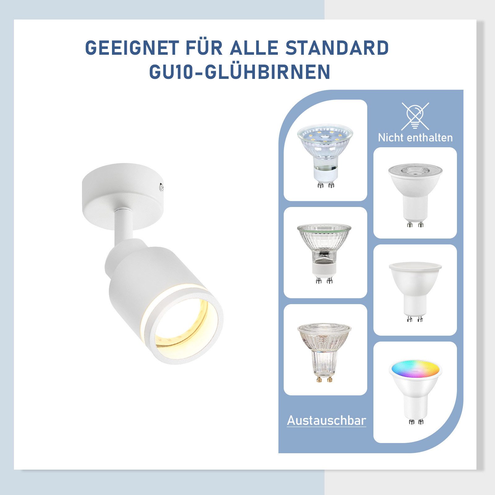 Nettlife Deckenspots Schwarz 1/2/3/4 Flammig GU10 Schwenkbar Innen Metall Deckenstrahler, Schwenkbar 355°, ohne Leuchtmittel, für Flur Wohnzimmer Küche Schlafzimmer