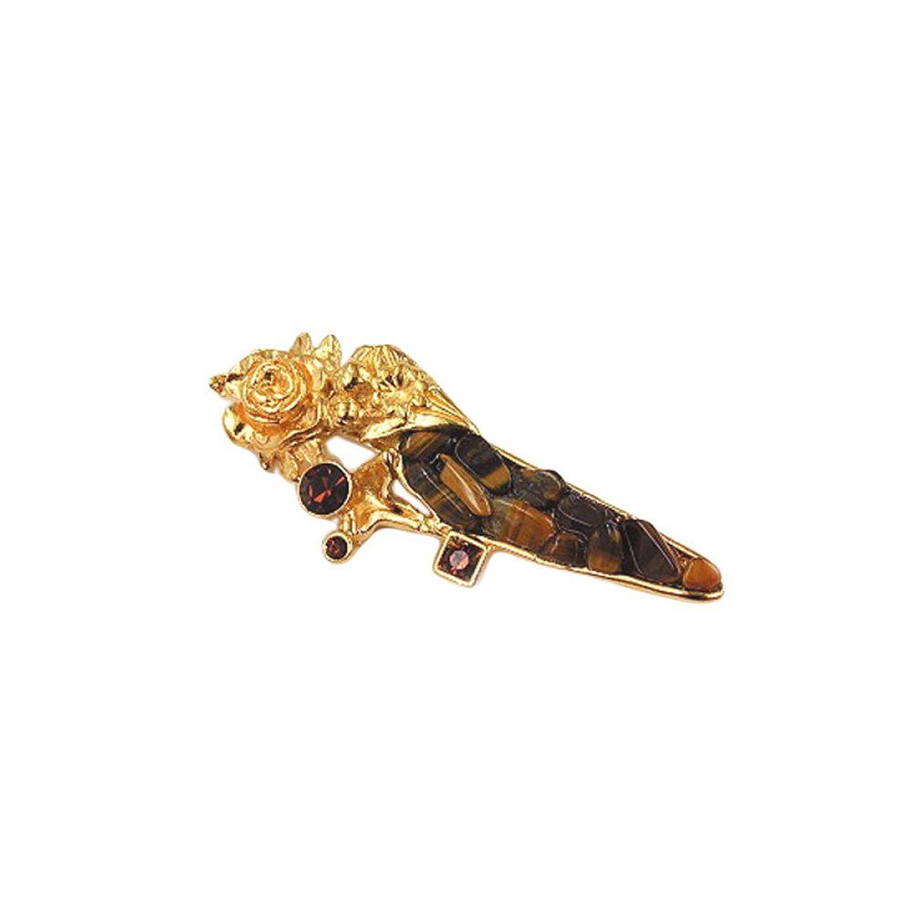 Anstecknadel Brosche Anstecknadel 29x74mm tigerbraun goldfarbig