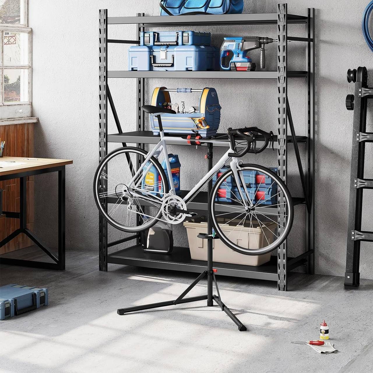 Woltu Fahrradständer (1-St), Fahrrad Reparaturständer, aus Metall, dreibeinig