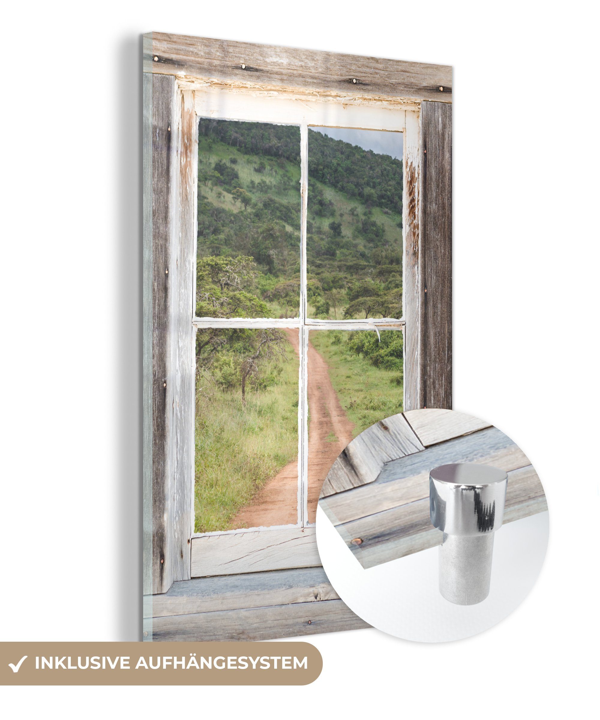 MuchoWow Acrylglasbild Durchblick - Holz - Afrika, (1 St), Glasbilder - Bilder auf Glas Wandbild - Foto auf Glas - Wanddekoration
