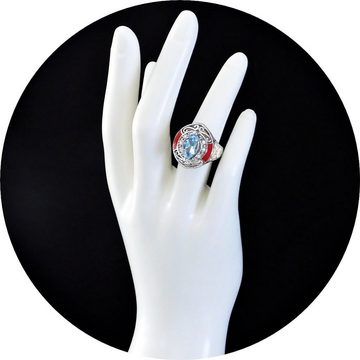 Goldene Hufeisen Silberring Blautopas Ring aus 925 Sterlingsilber Edelsteine Fingerring, Damen-Schmuck mit Edelsteine