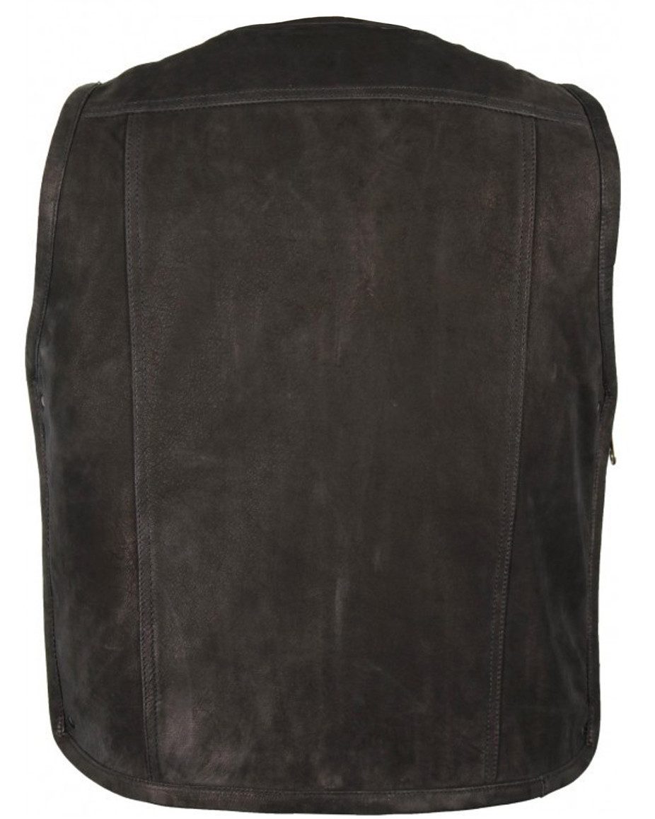MDM Lederweste Matt Schwarze Herren Biker Lederweste