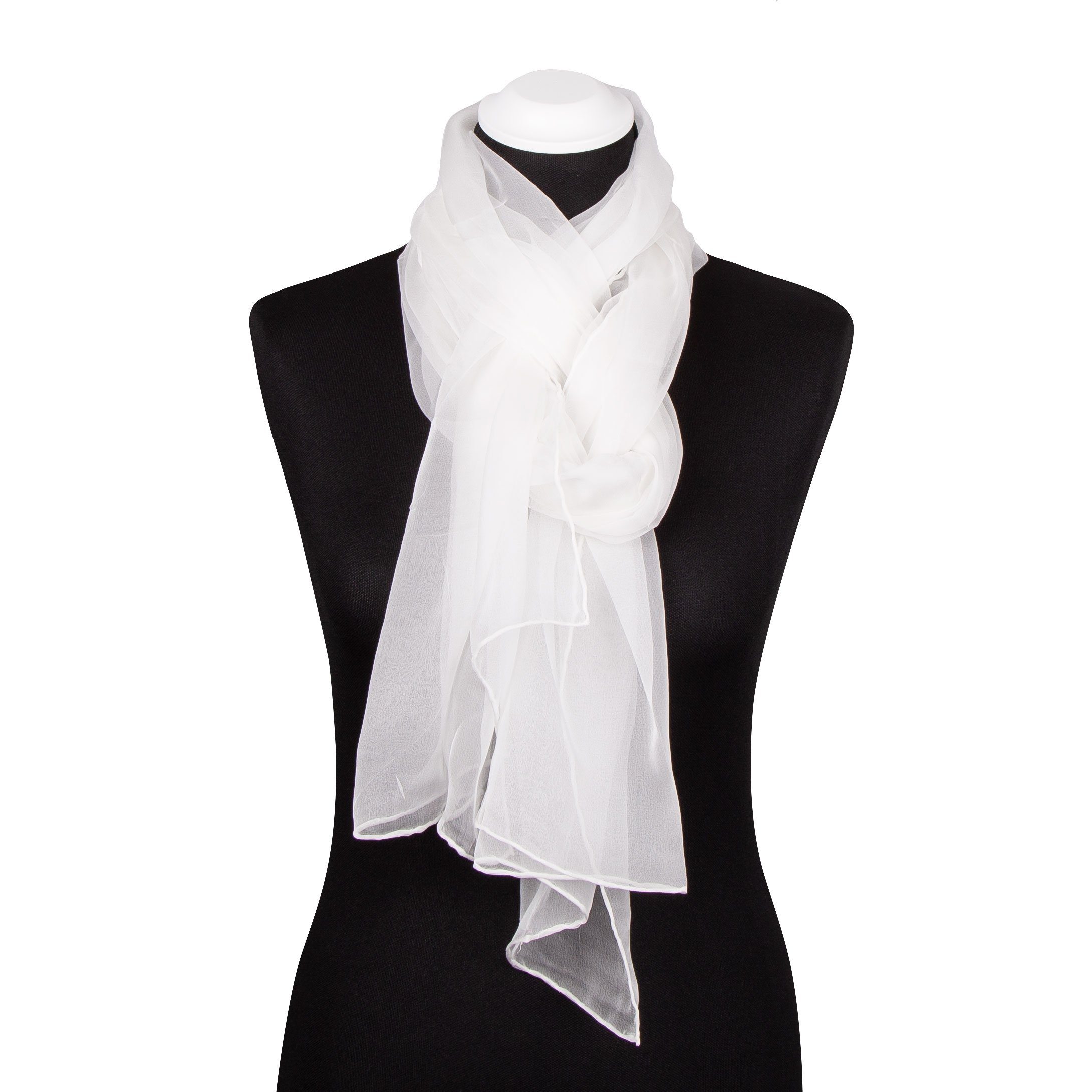 TINITEX Seidenschal Seidenschal Halstuch Schal Chiffon Naturweiß