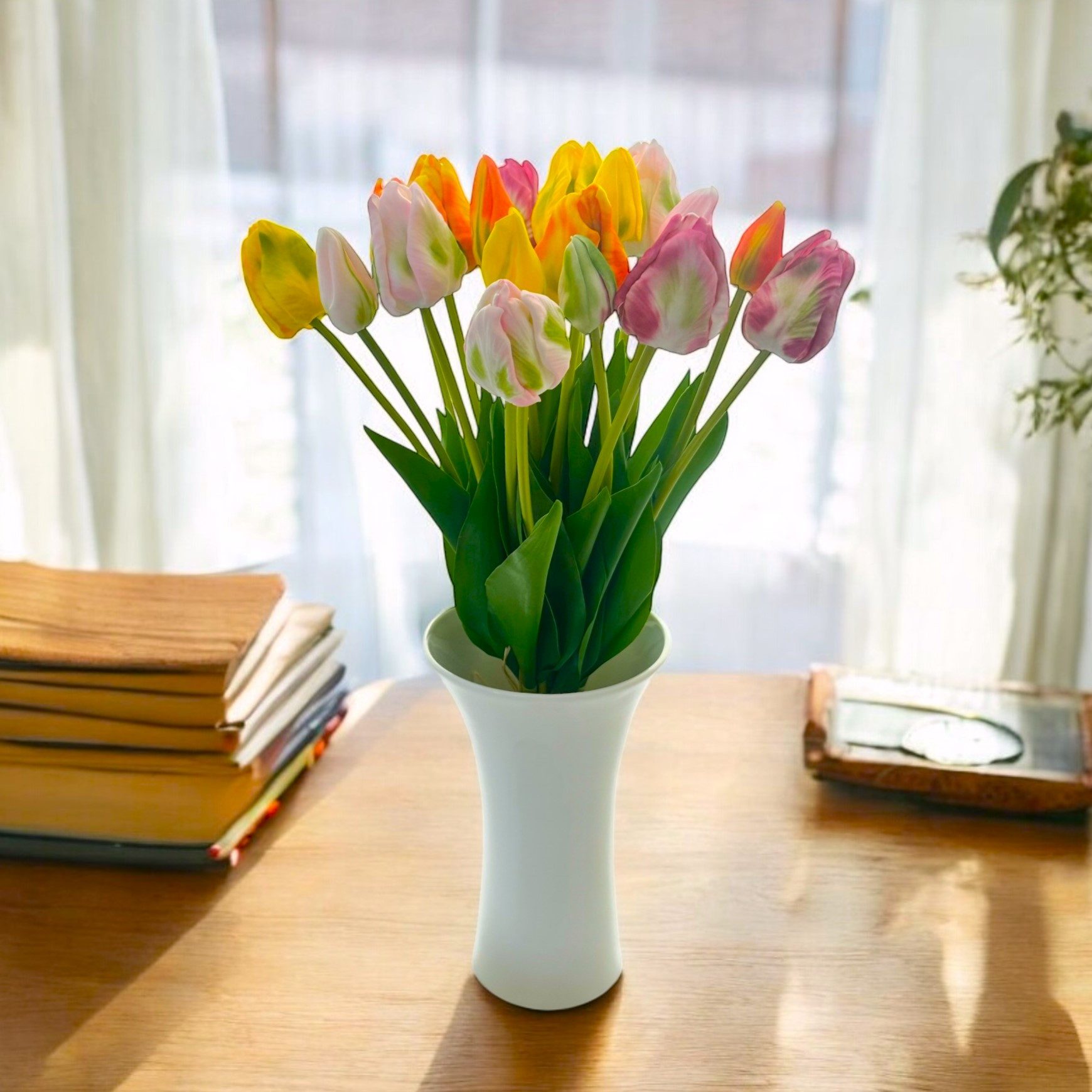 Kunsttulpe Künstlicher Papageien-Tulpen-Strauß mit 20 Blüten. Blumenstrauß. 48cm, naninoa GmbH, Höhe 48.00 cm