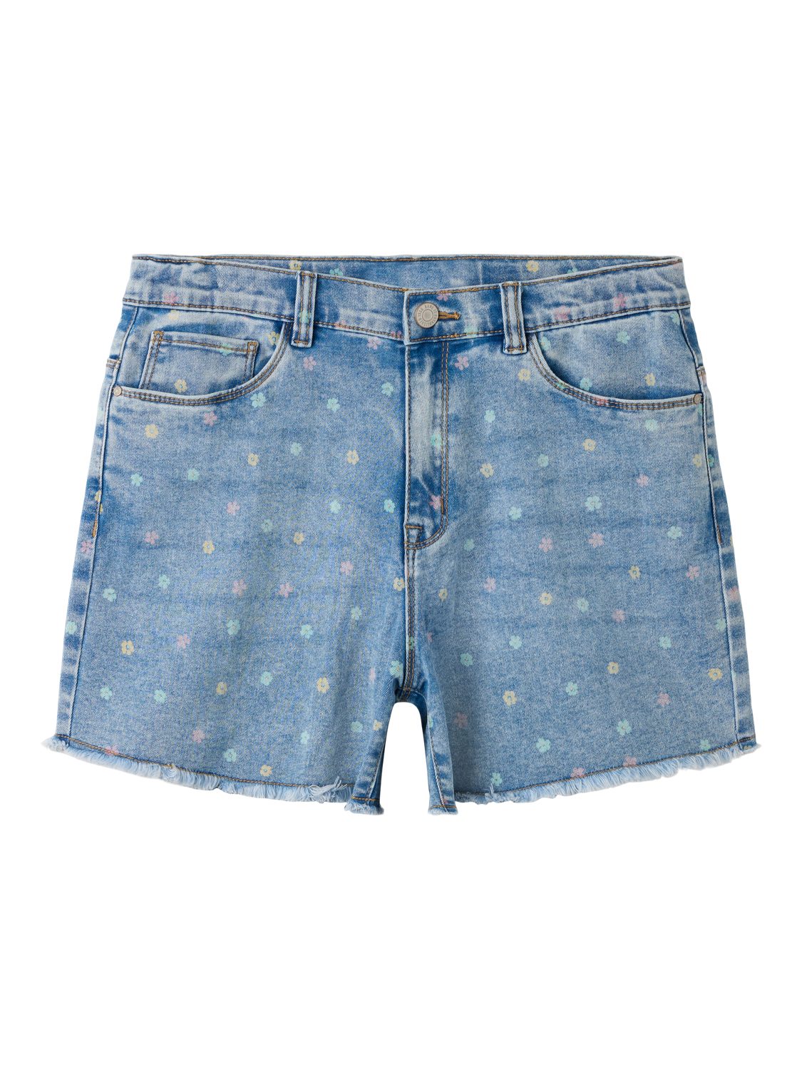 Name It Jeansshorts NKFROSE HW MOM DNM SHORTS Baumwollmischung, Stretch, Regular Fit, ausgefranster Saum