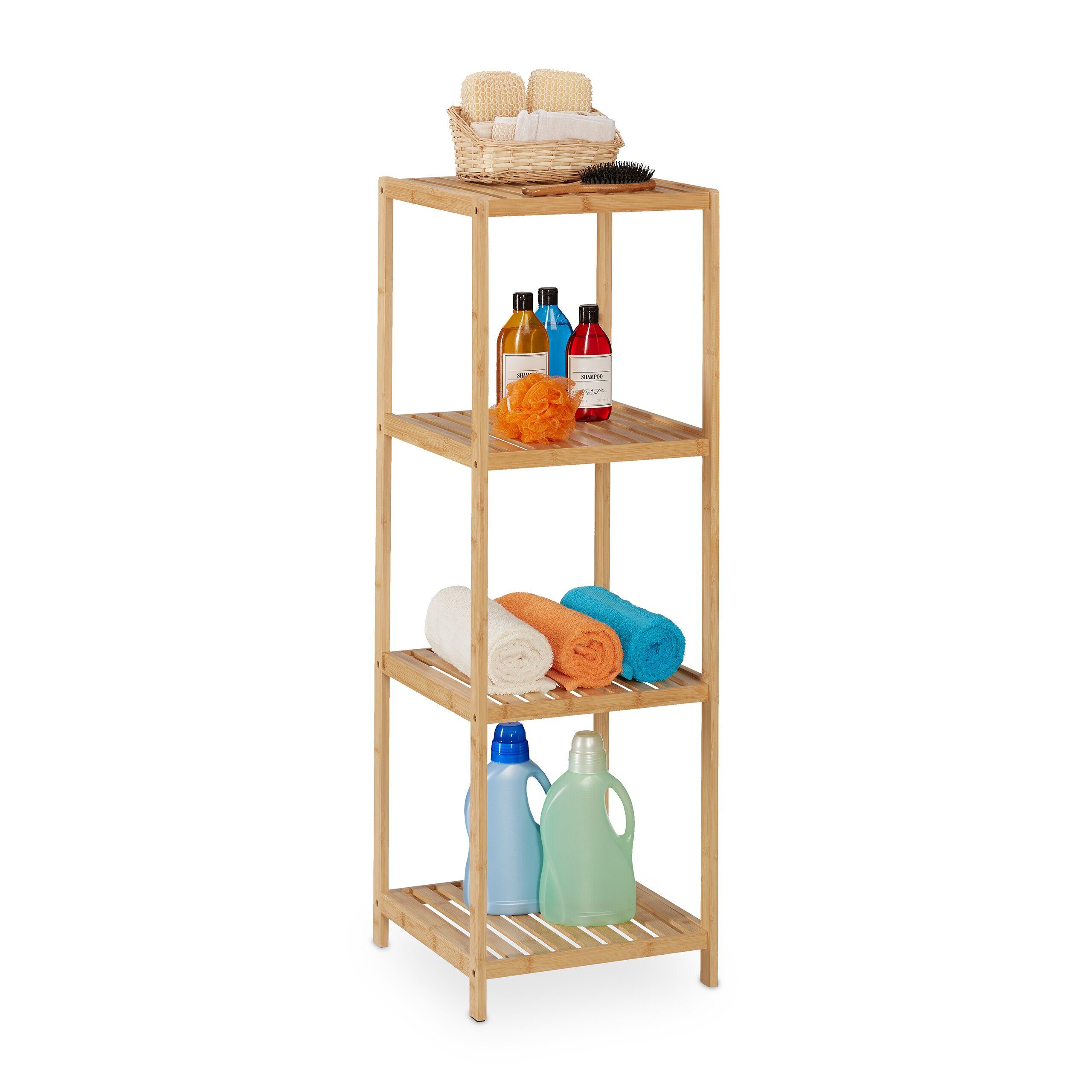 relaxdays Badregal Bambus 4 Ablage günstig online kaufen