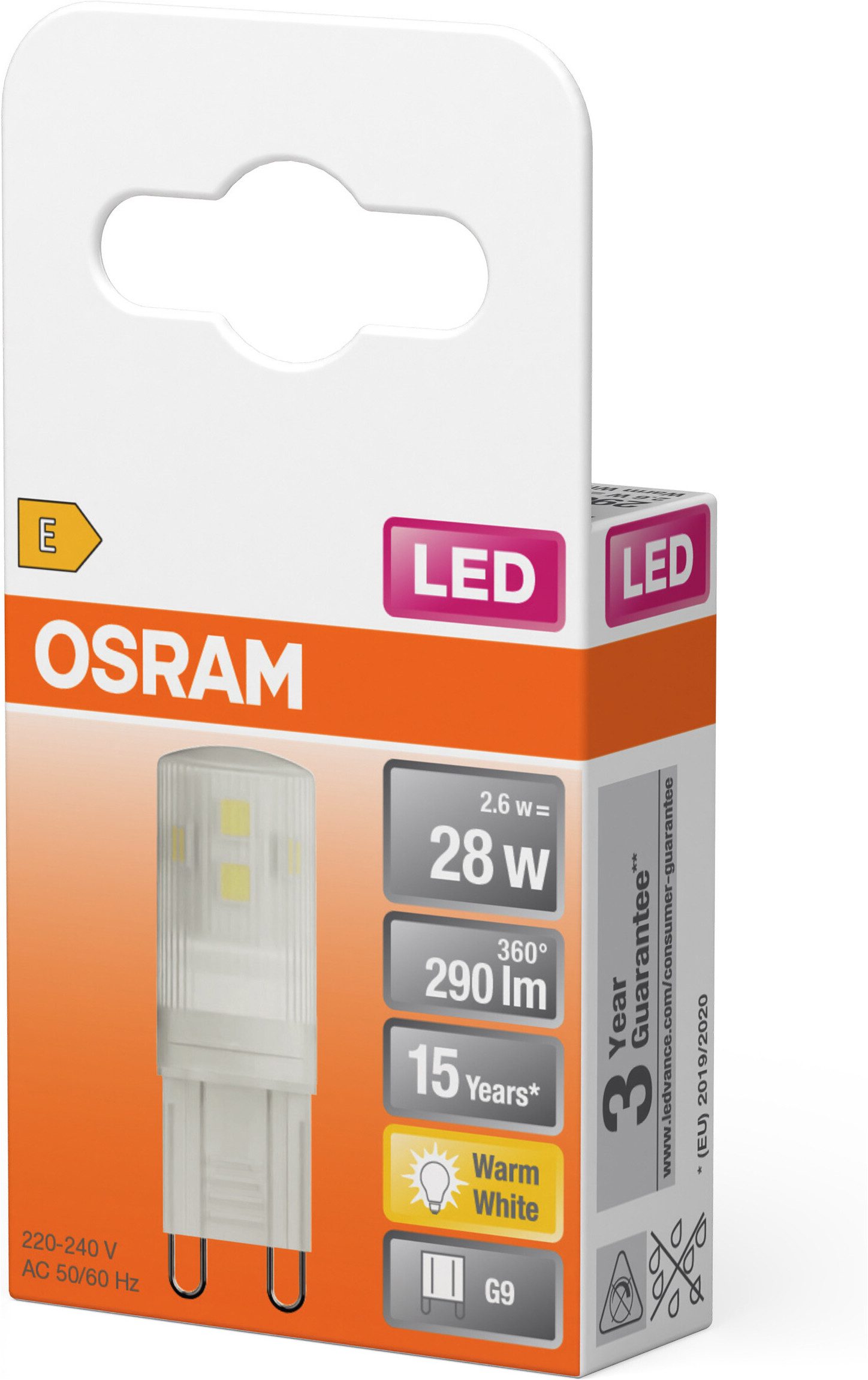 Osram LED-Leuchtmittel Star PINLED-Lampe, Matt, G9, 1 St., Warmweiß