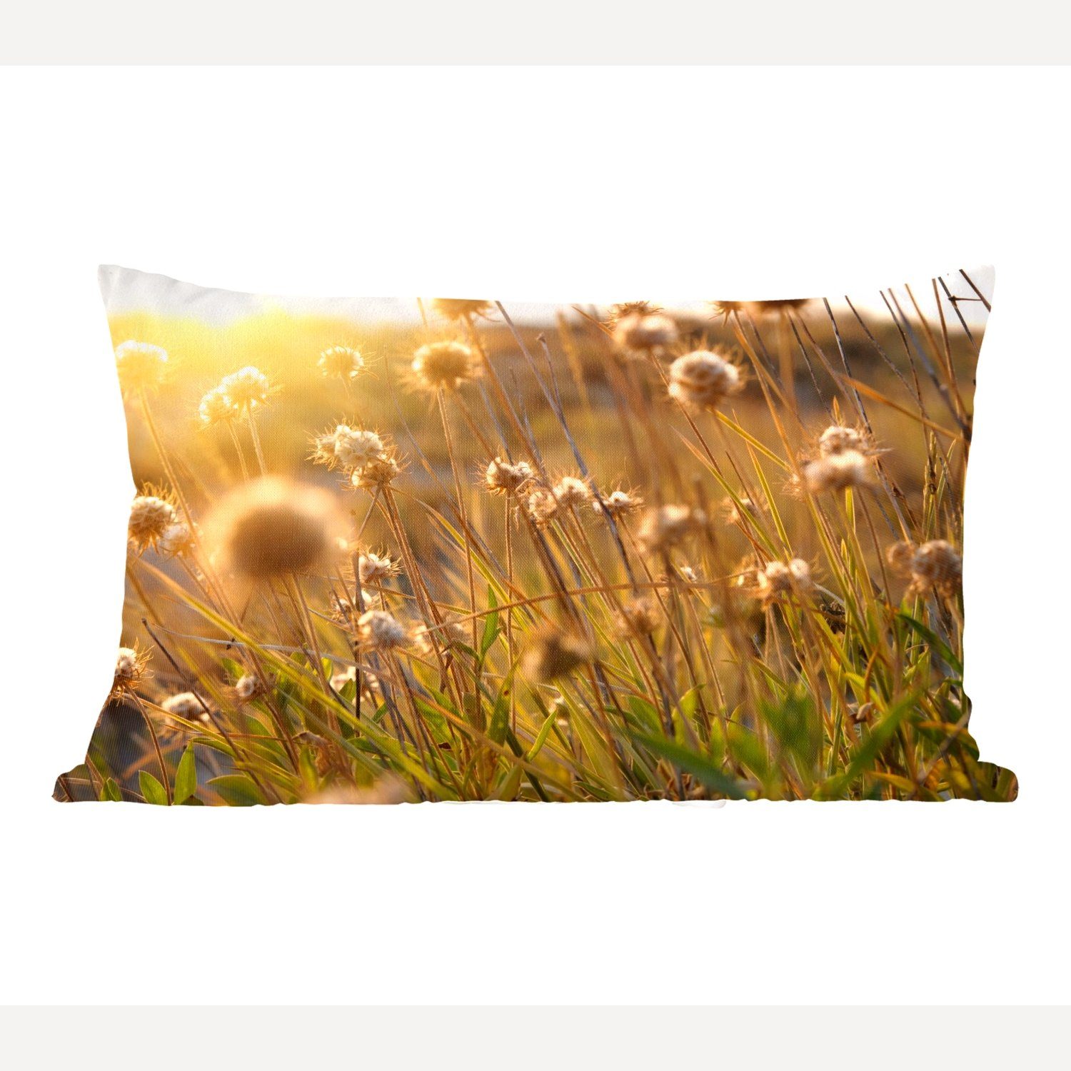 MuchoWow Dekokissen Pflanzen - Natur - Blumen - Sonne - Horizont, Wohzimmer Dekoration, Zierkissen, Dekokissen mit Füllung, Schlafzimmer