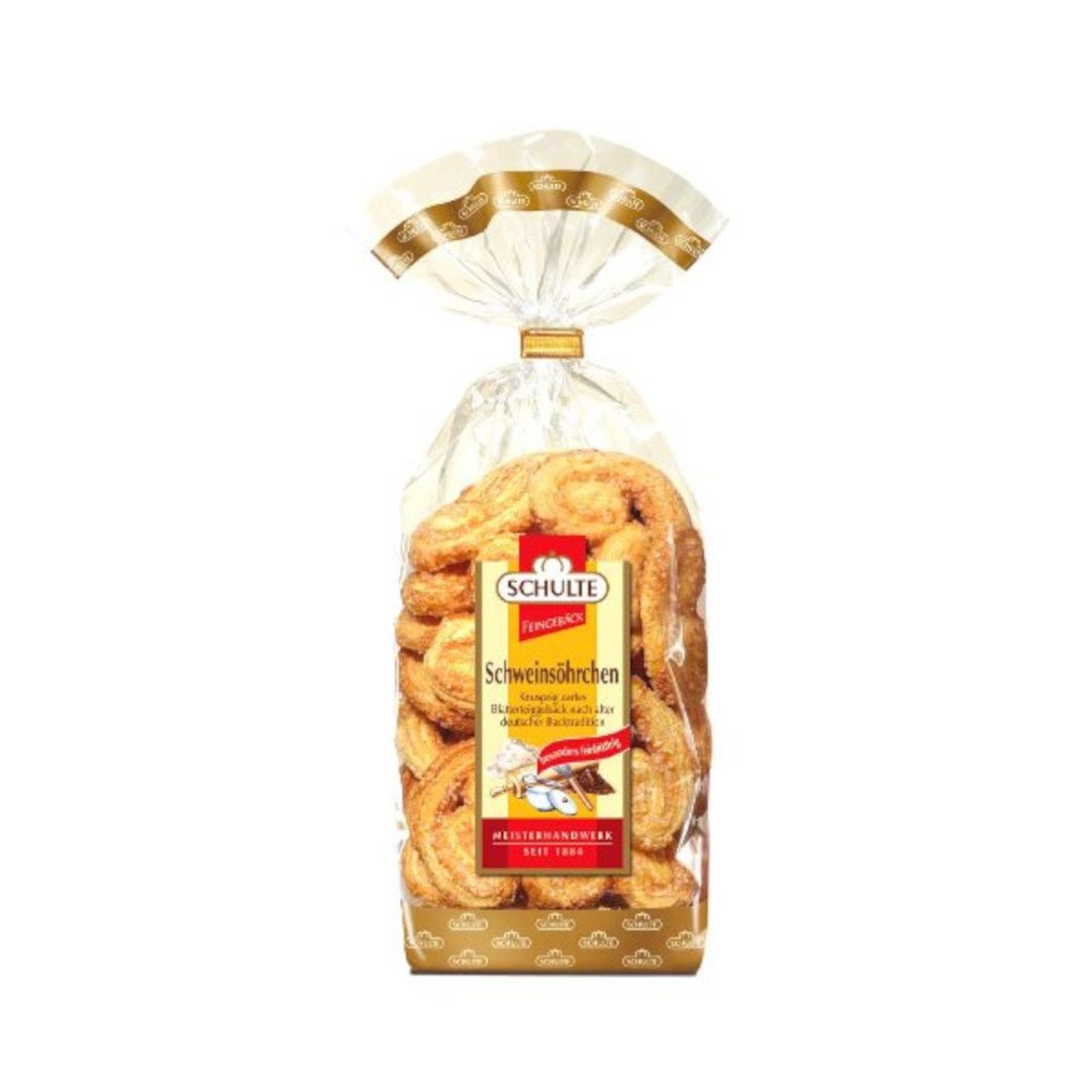 Schulte Kekse, Schulte Schweinsöhrchen Zartes Blätterteiggebäck Packung 200g