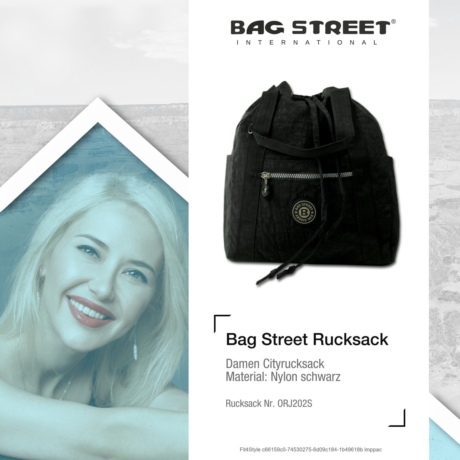 BAG STREET Cityrucksack Bag Street Rucksack Crinkle Nylon schwarz, Damen, Jugend Cityrucksack Freizeithandtasche Nylon, schwarz 33cm hoch