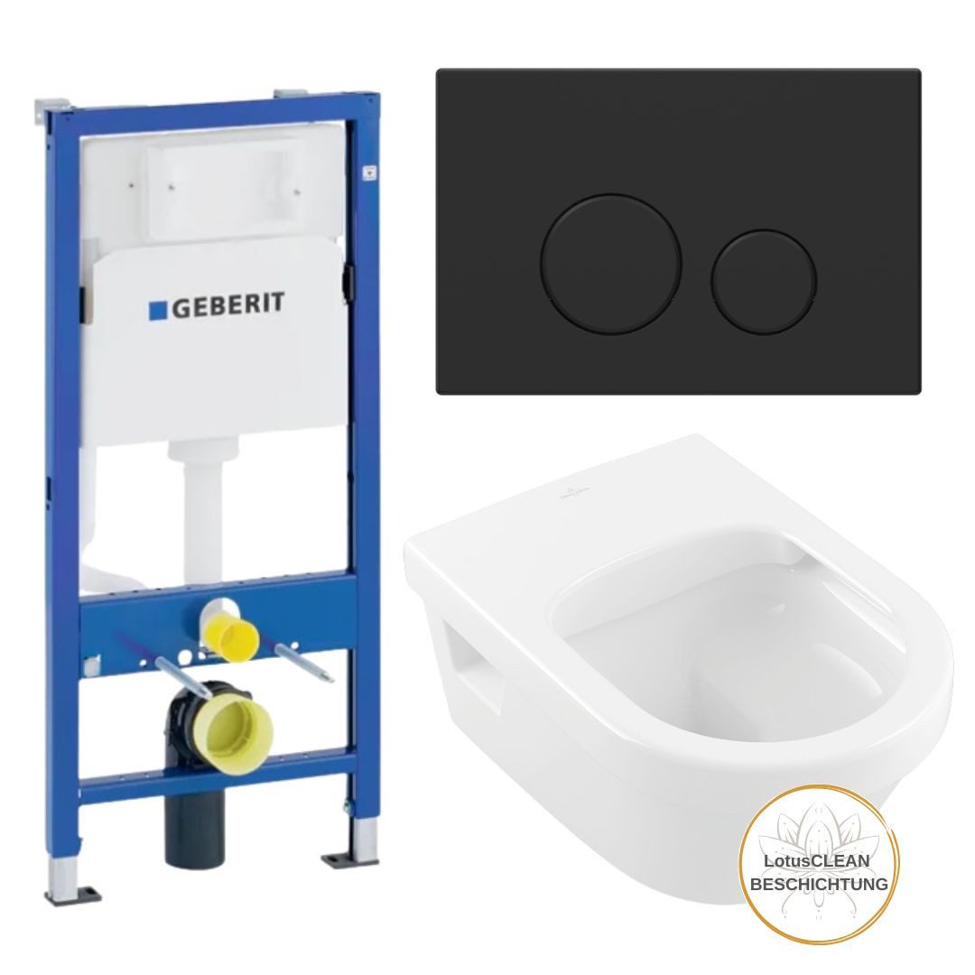 Vorwandelement WC Geberit Villeroy Boch WC Drückerplatte schwarz