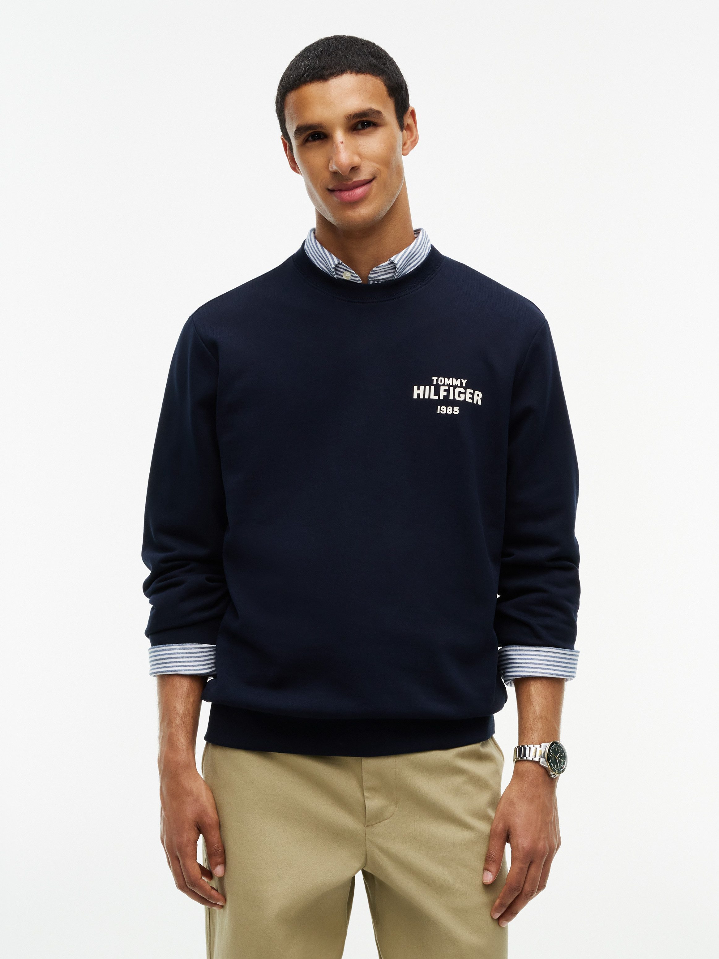 Tommy Hilfiger Sweatshirt HILFIGER 1985 REF TERRY CREW aus Baumwoll-Terry, Regular Fit