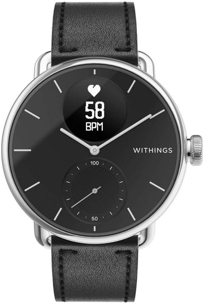 Withings Smartwatch-Armband Leather Wristband 18mm für ScanWatch Light, ScanWatch2 38mm, Steel HR 36mm, Move, Move ECG, Steel - Material: Kalbsleder, Edelstahl