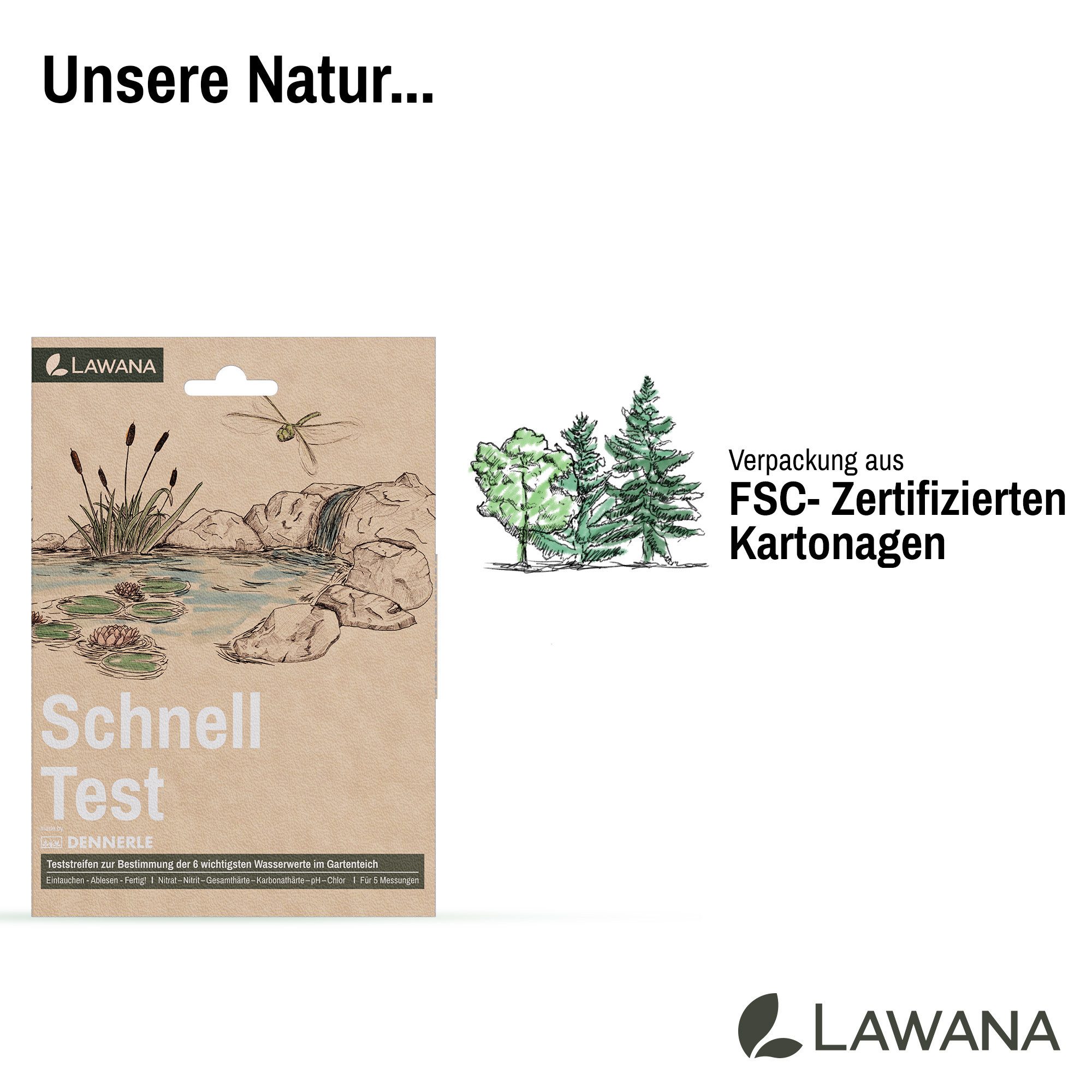 Lawana Teich-Wassertest Schnell Test, 6 Messparameter, 5-tlg.