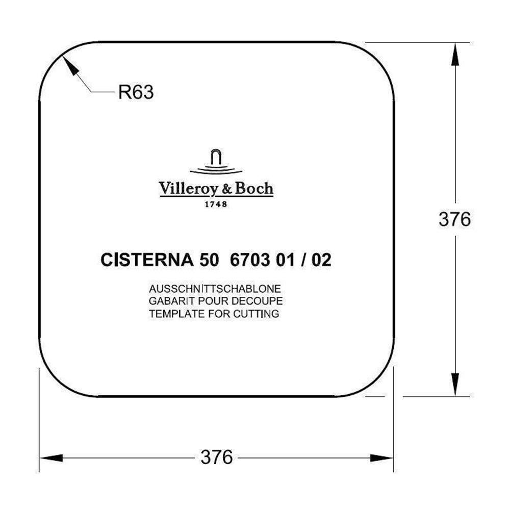 Villeroy & Boch Cisterna cm 50, Unterbauspüle Crema (glänzend) Boch 44,5/44,5 & KR Küchenspüle Villeroy Classicline