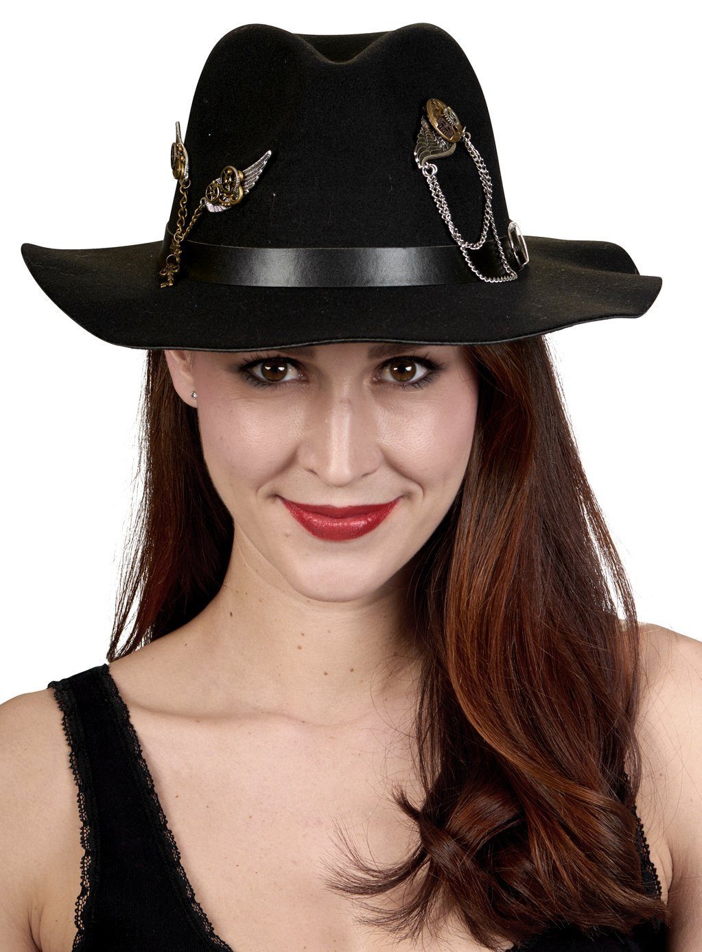 Kostüm Steampunkhut mit flacher Krempe