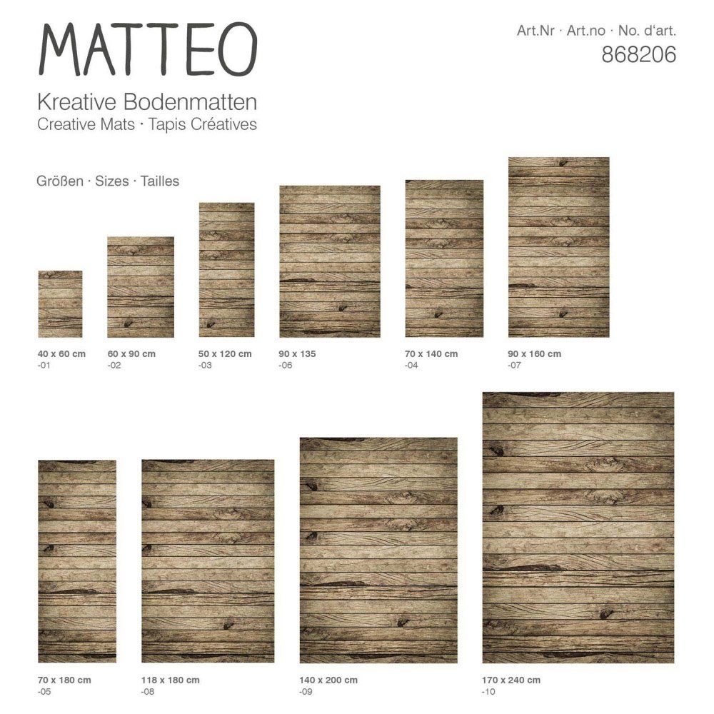 Vinylteppich und MATTEO 2,2 Sitheim-Europe, für Old und mm, Teppich ideal Büro, Wood, Außenbereich Wohnung Vinyl für Höhe: Innen- Rechteck,