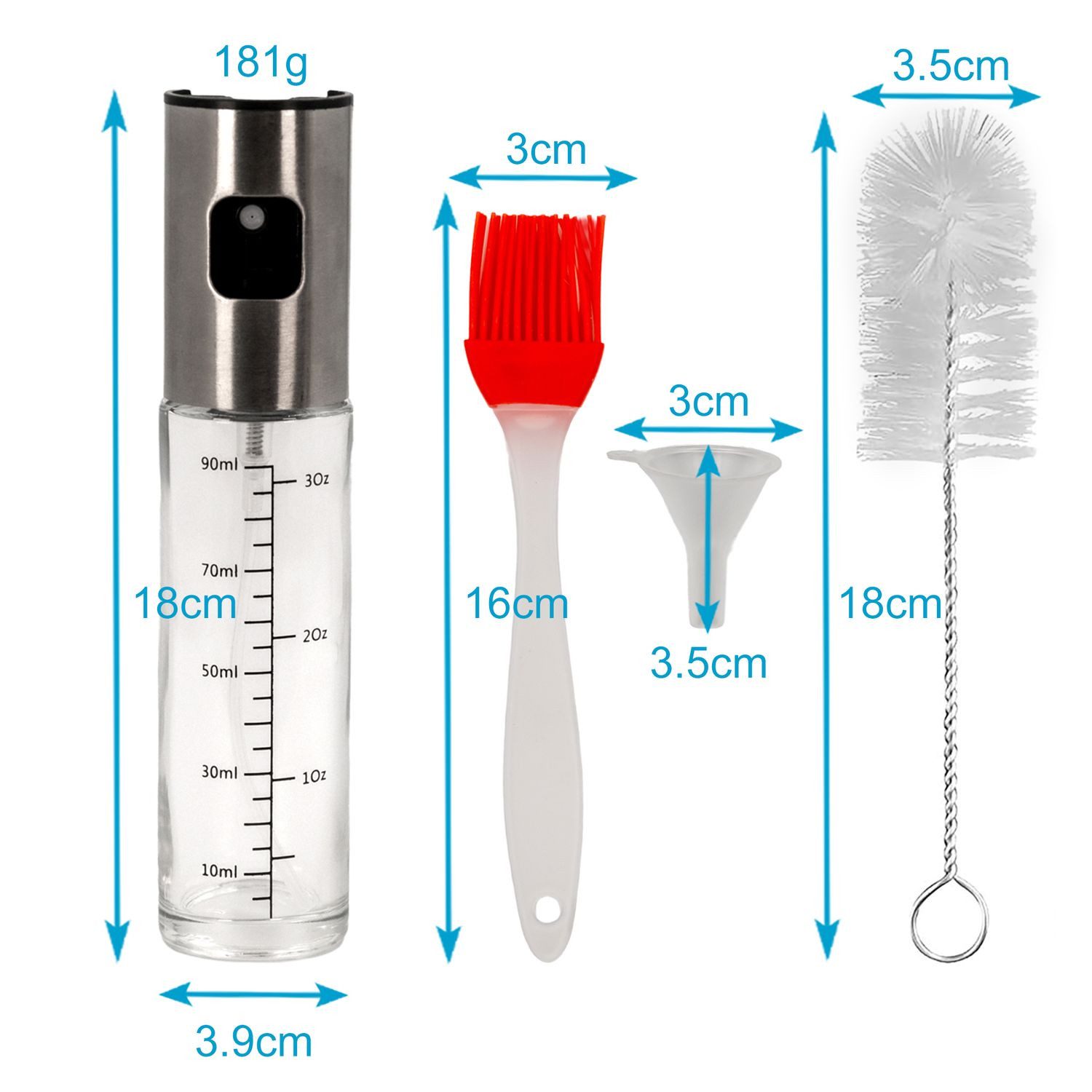 Intirilife Ölspender, (4-tlg), 4-teiliges Ölsprüher Set Sprühflasche 100 ml