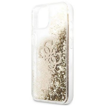 Guess Handyhülle Guess Big Glitter Apple iPhone 13 Mini Silikon Hard Case Glitzer Cover Schutzhülle Transparent Gold