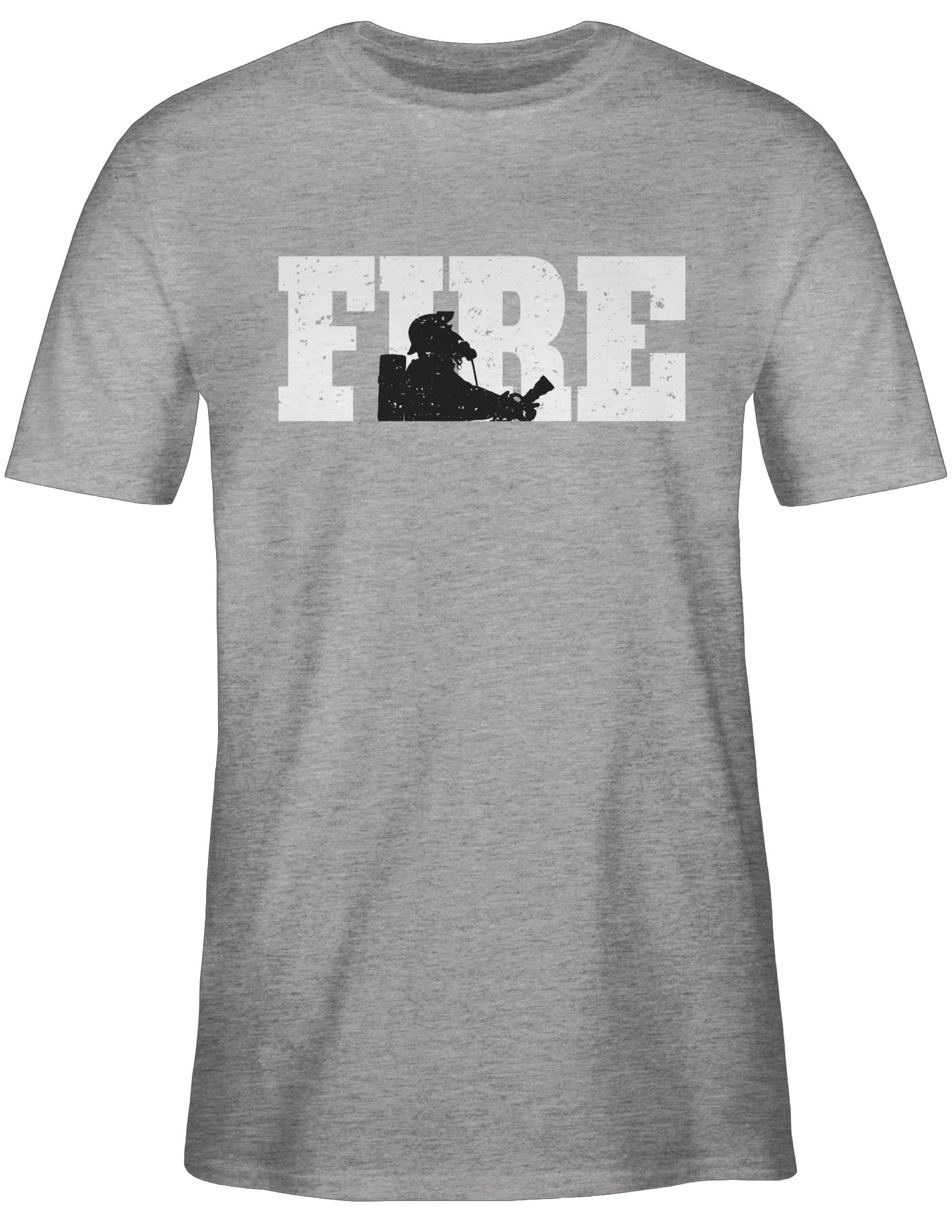 Feuerwehr 3 meliert Fire Grau T-Shirt Shirtracer