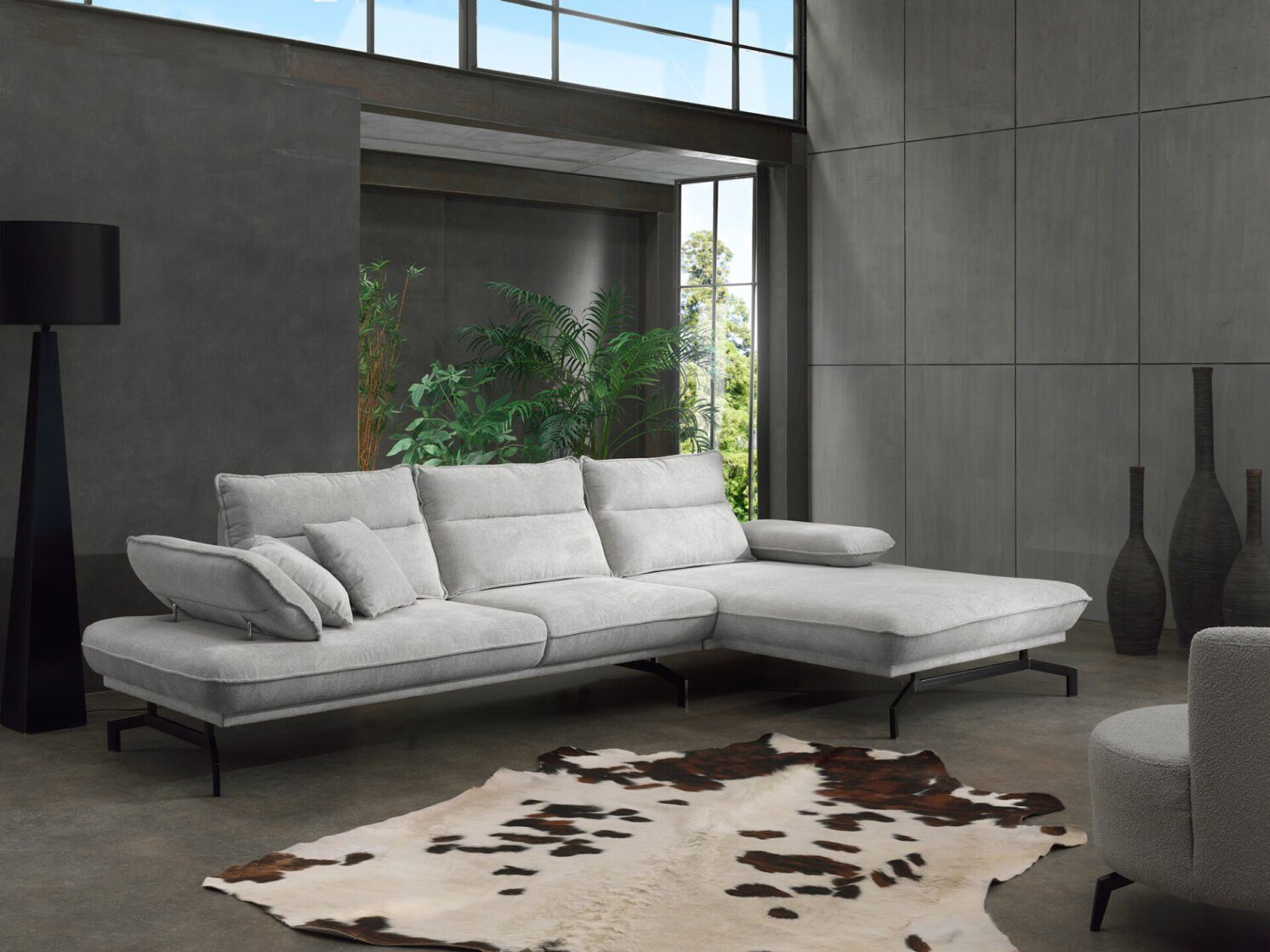 Möbeldreams Ecksofa Premium Ecksofa Glamour, Verstellbare Armlehne