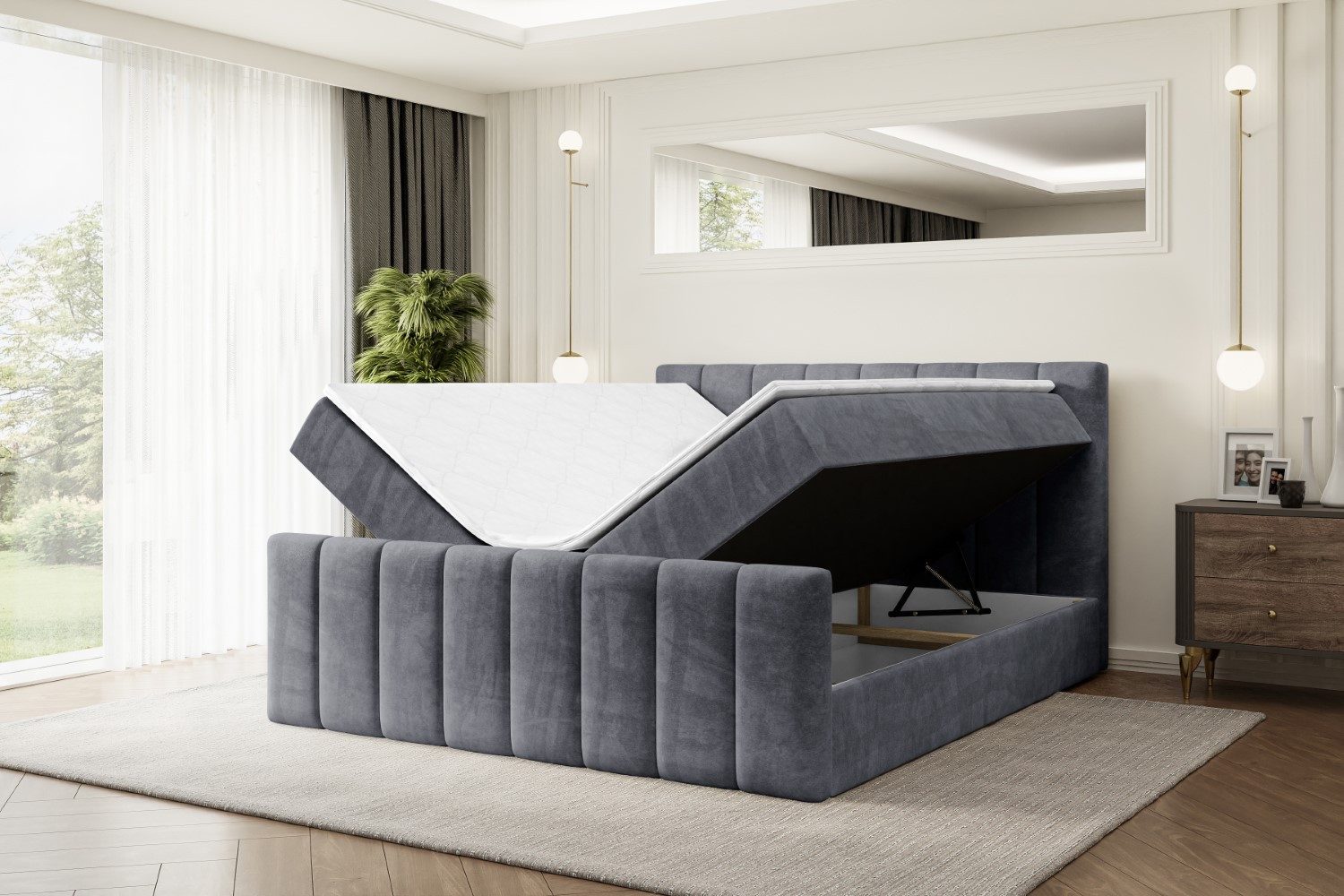 ALTDECOR Boxbett OTTA-Z (Multipocket-Matratze H4, H3 Matratze Bonellfederung, Topper, Kopfteil), Doppelbett mit Fußteil