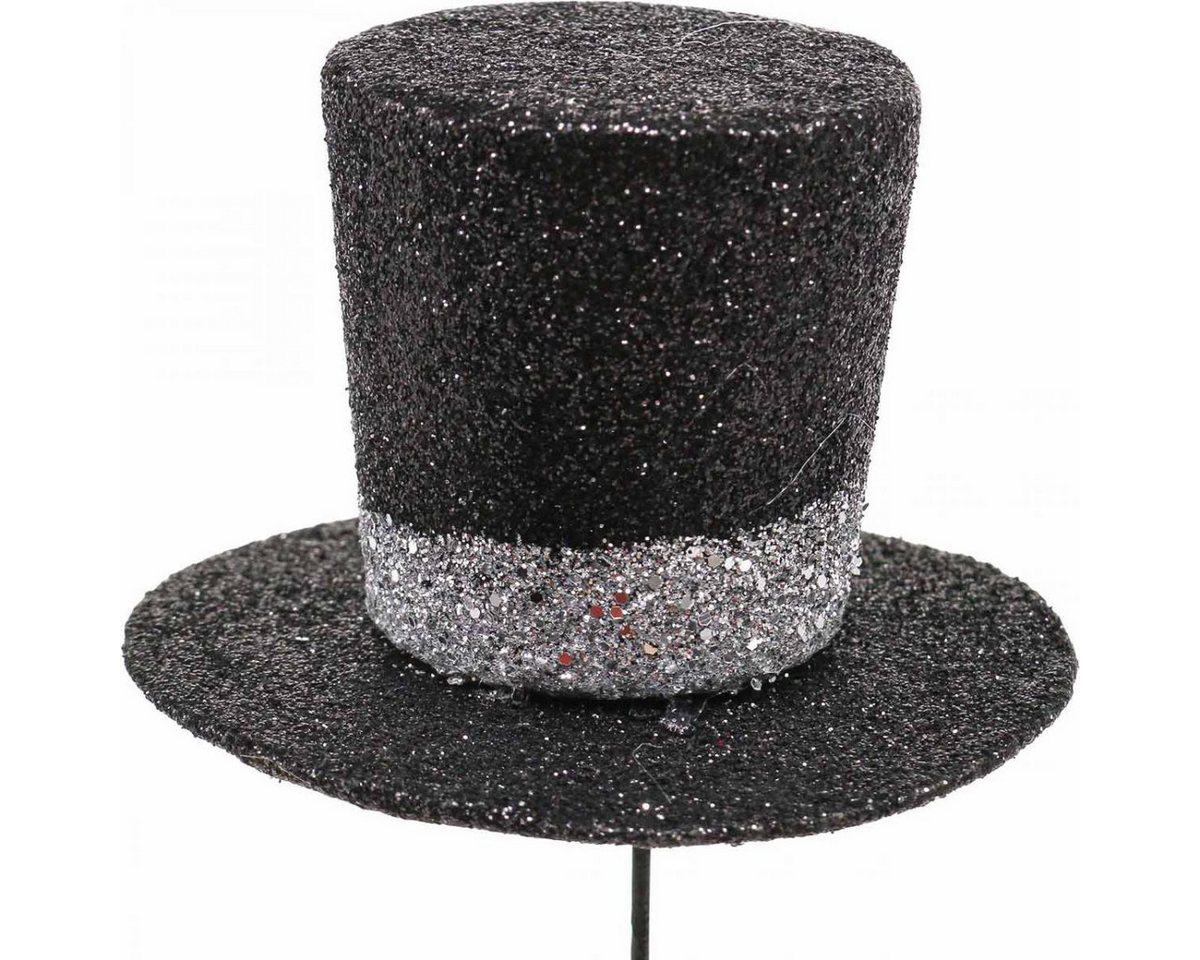 Thumbnail - Viana Streudeko Silvester Deko Zylinder Hut Glitter Stecker 5cm - Partydeko 12er Set
