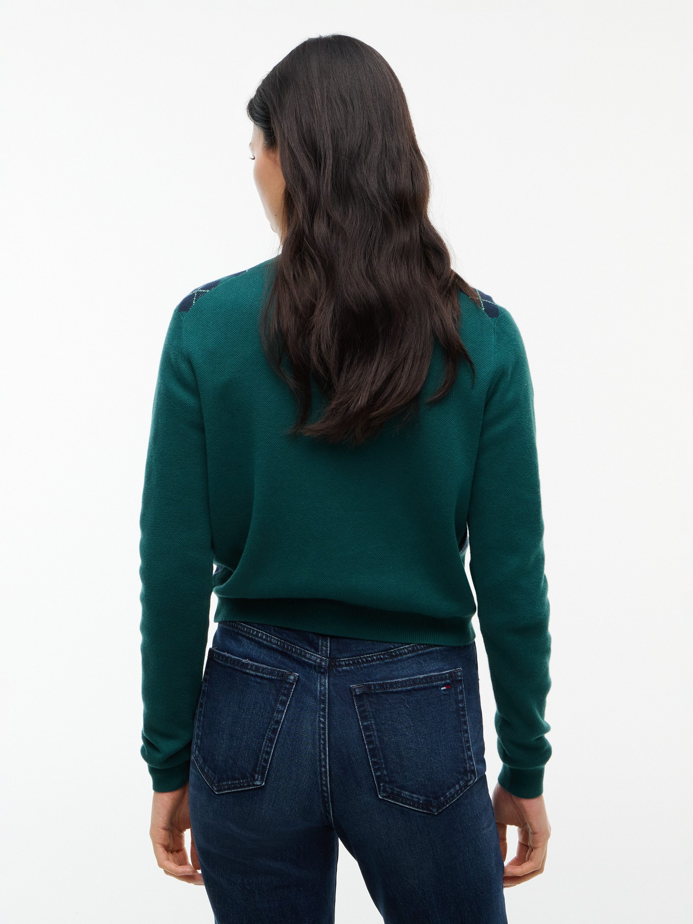 Tommy Jeans Strickjacke TJW ESS CREW CARDIGAN ARGYLE EXT Baumwolle