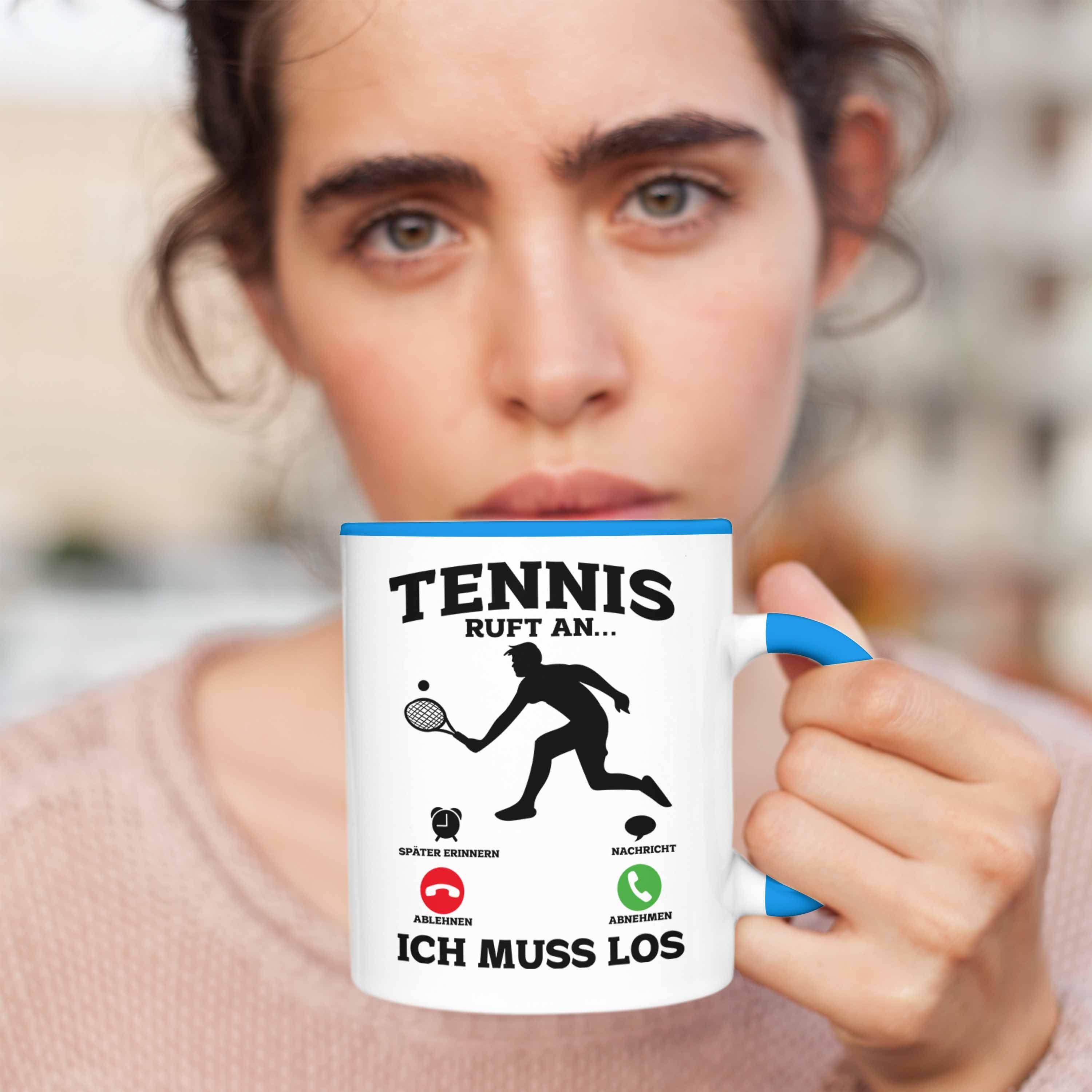 Trendation Tasse Tennis Tasse Geschenk Lustige - Tennisfans Blau Tennissp Tasse Geschenkidee