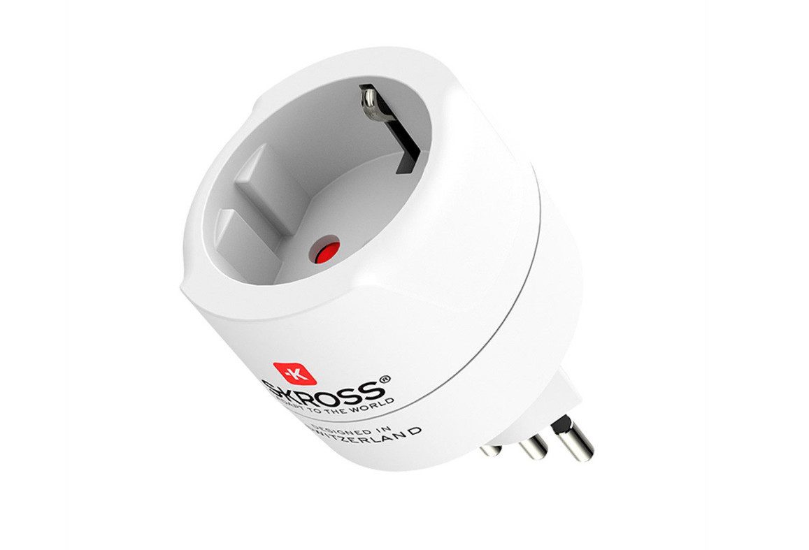 SKROSS Reisestecker "Europe to Swiss / Italy / Brazil", Weiß Reiseadapter Type C - Euro 2-pole, Type G - UK 3-pole, Type B - USA 3-pole, Type F - Schuko 3-pole, Type I - Australia/China 3-pole, Type A - USA/Japan 2-pole, Type J - Switzerland 3-pole, Type N - Brazil 3-pole, Type E - French Schuko 3-pole, Type L - Italy 3-pole zu Type J - Switzerland 3-pole, Type L - Italy 3-pole, Type F - Schuko 3-pole, Type E - French Schuko 3-pole, Type N - Brazil 3-pole