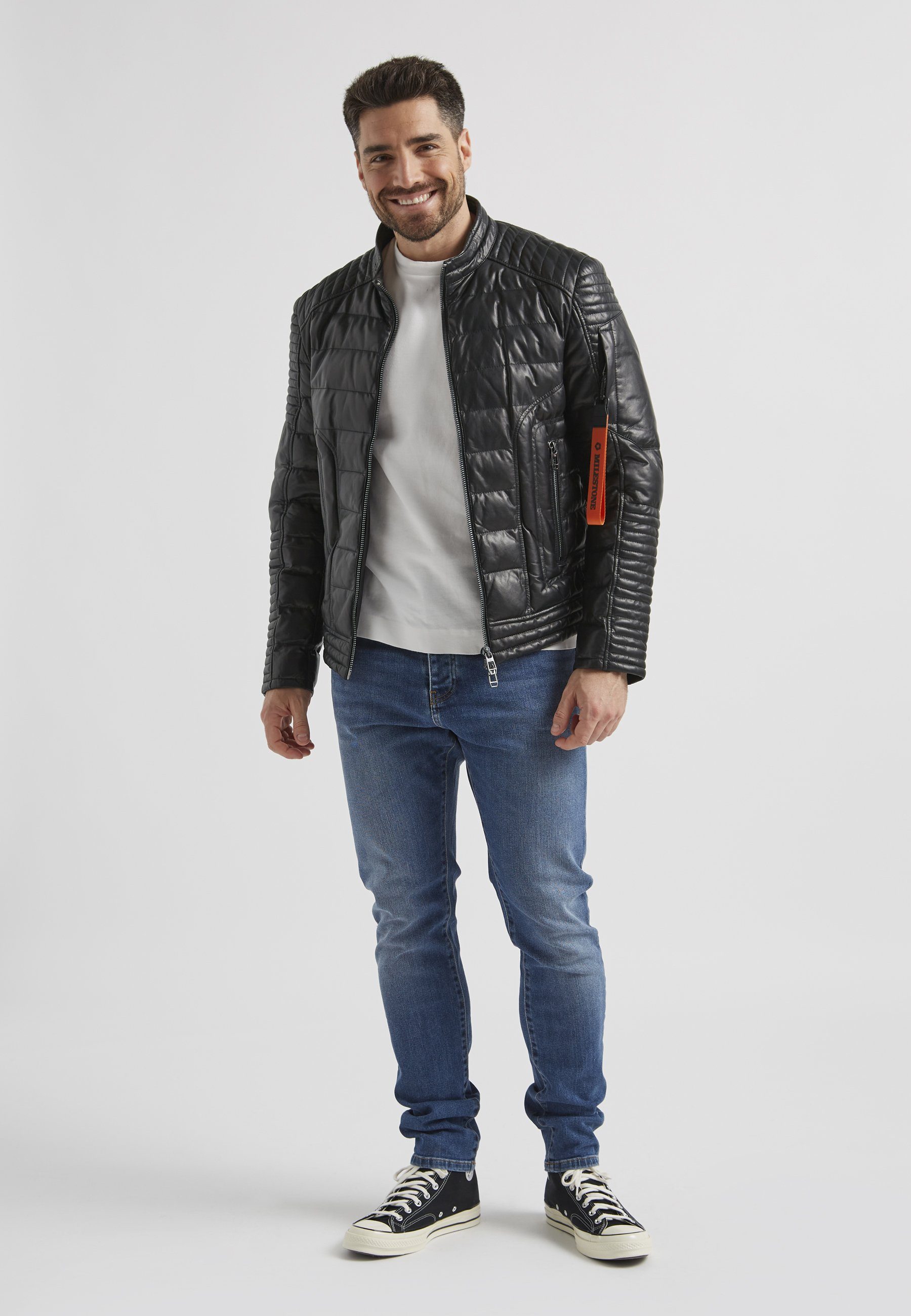 Milestone Bikerjacke MSAntony Herren Lederjacke Jacke Leder sportlich normale Passform