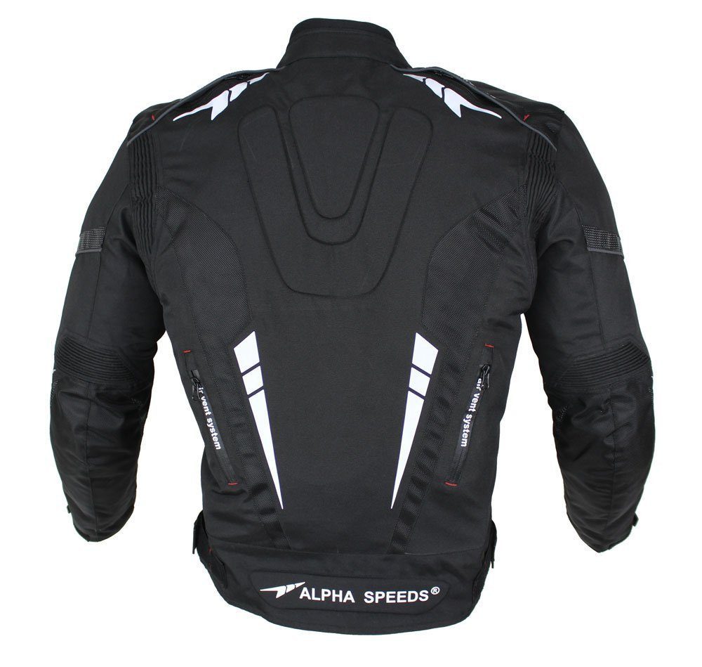 Alpha Speeds Motorradjacke Herren Biker Textil Jacke Wasserdicht Sport Touring Jacke Protektoren (Trennbare Innenjacke: All Season) Belüftungssysteme, SPORT Schwarz