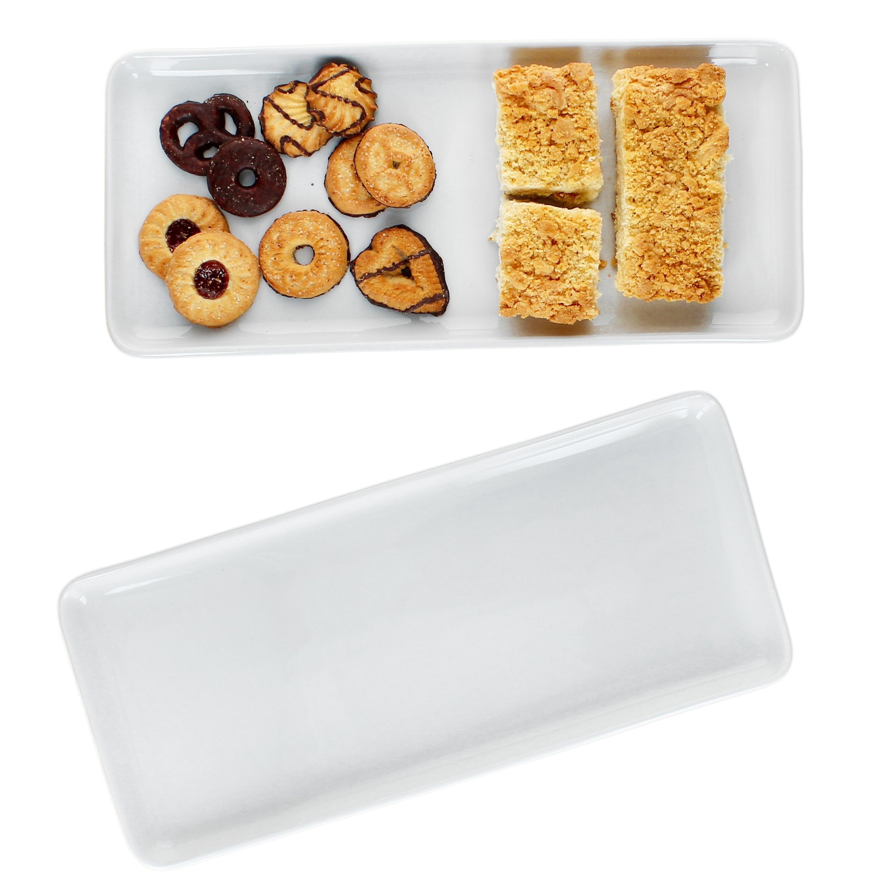 Servierplatte 2x Anna Kuchenplatte weiß rechteckig Porzellan Stollen Servierplatte