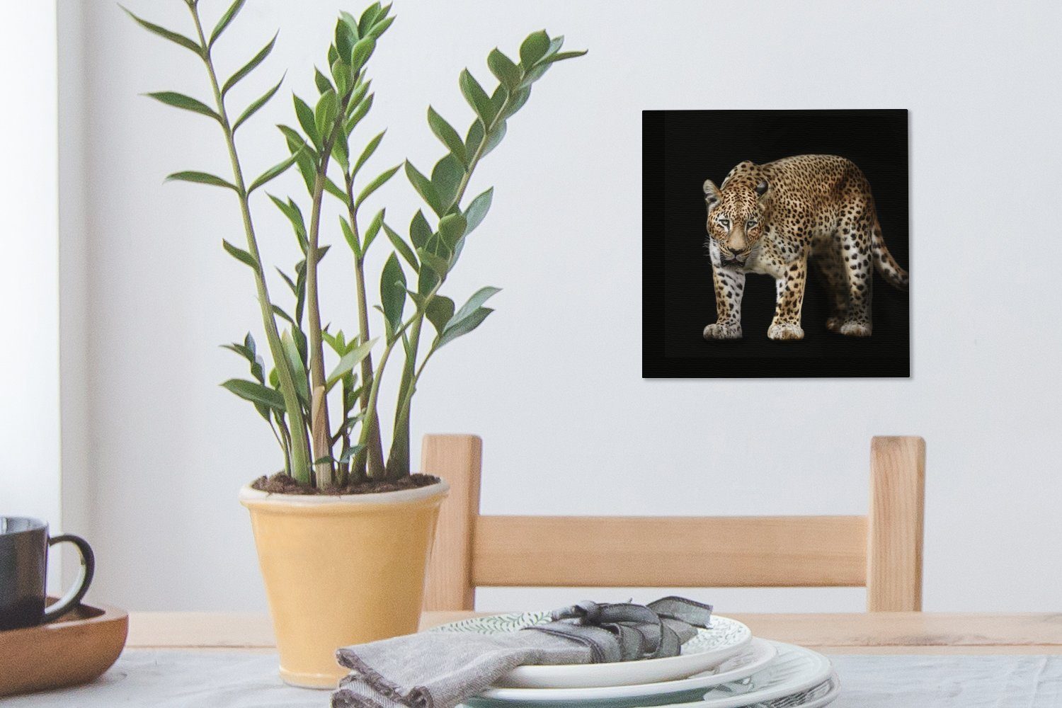 Bilder OneMillionCanvasses® Wild, Leinwandbild Schlafzimmer Fell für - St), (1 Leinwand Wohnzimmer - Leopard