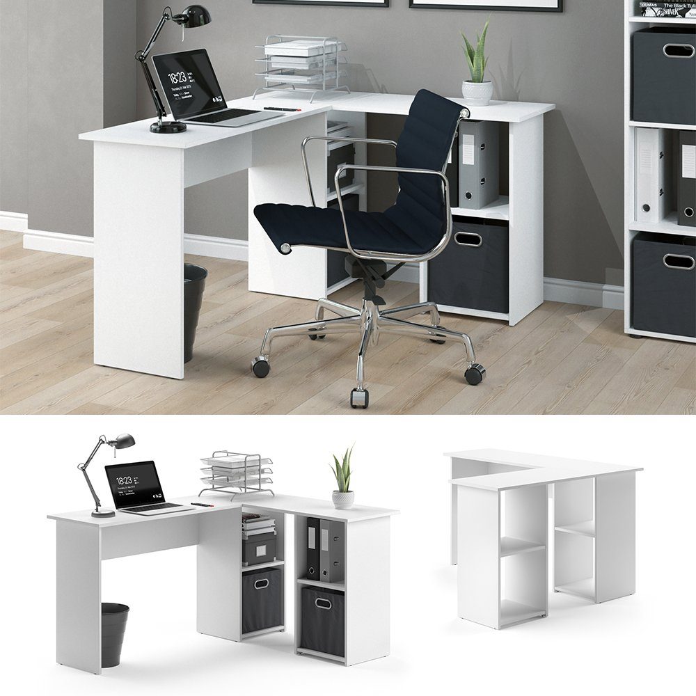Vicco Eckschreibtisch Carlo, Weiß, 136 x 112 cm (1-St), verstellbar