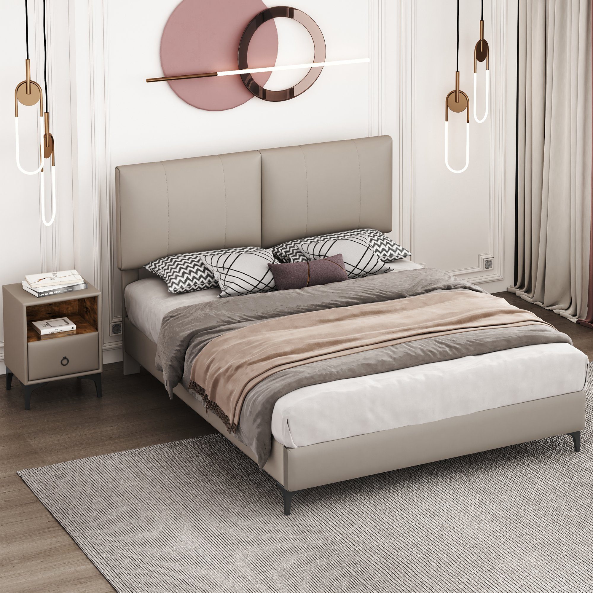 odikalo schlafzimmer-set polsterbett 1/2 nachttisch mit/ohne