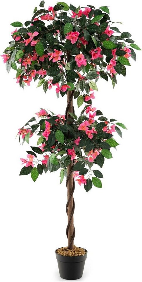 Kunstpflanze, KOMFOTTEU, Höhe 150 cm, im Topf, mit 630 Blättern & 252 Rosa  Blüten & Stamm