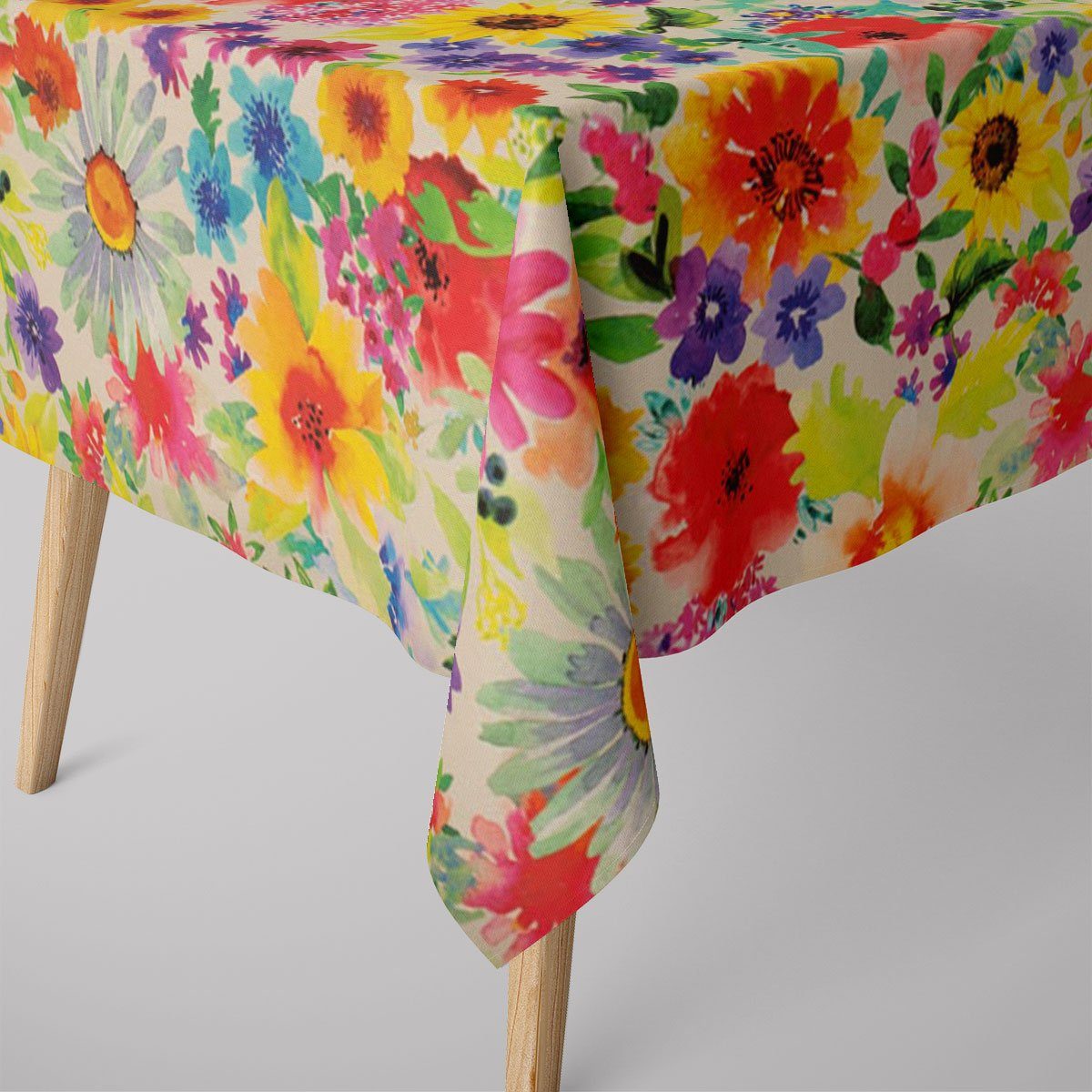 SCHÖNER LEBEN. Tischdecke Tischdecke abwaschbar Sommerblüten bunt div. Größen von SCHÖNER LEBEN.