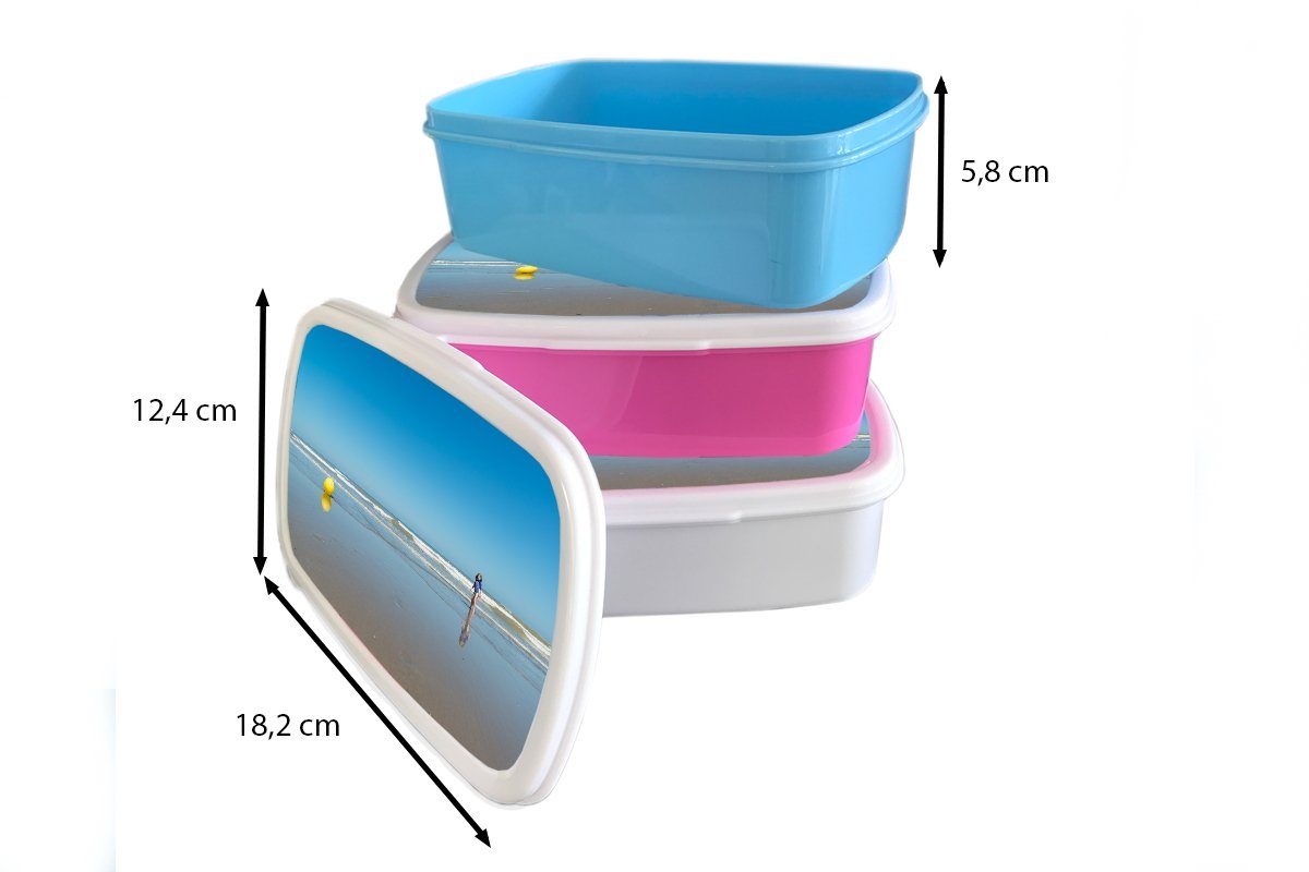 MuchoWow Lunchbox Nordsee - Erwachsene, Brotdose Mädchen, Kinder, Gelb, rosa Snackbox, (2-tlg), Kunststoff Brotbox für Kunststoff, - Strandball