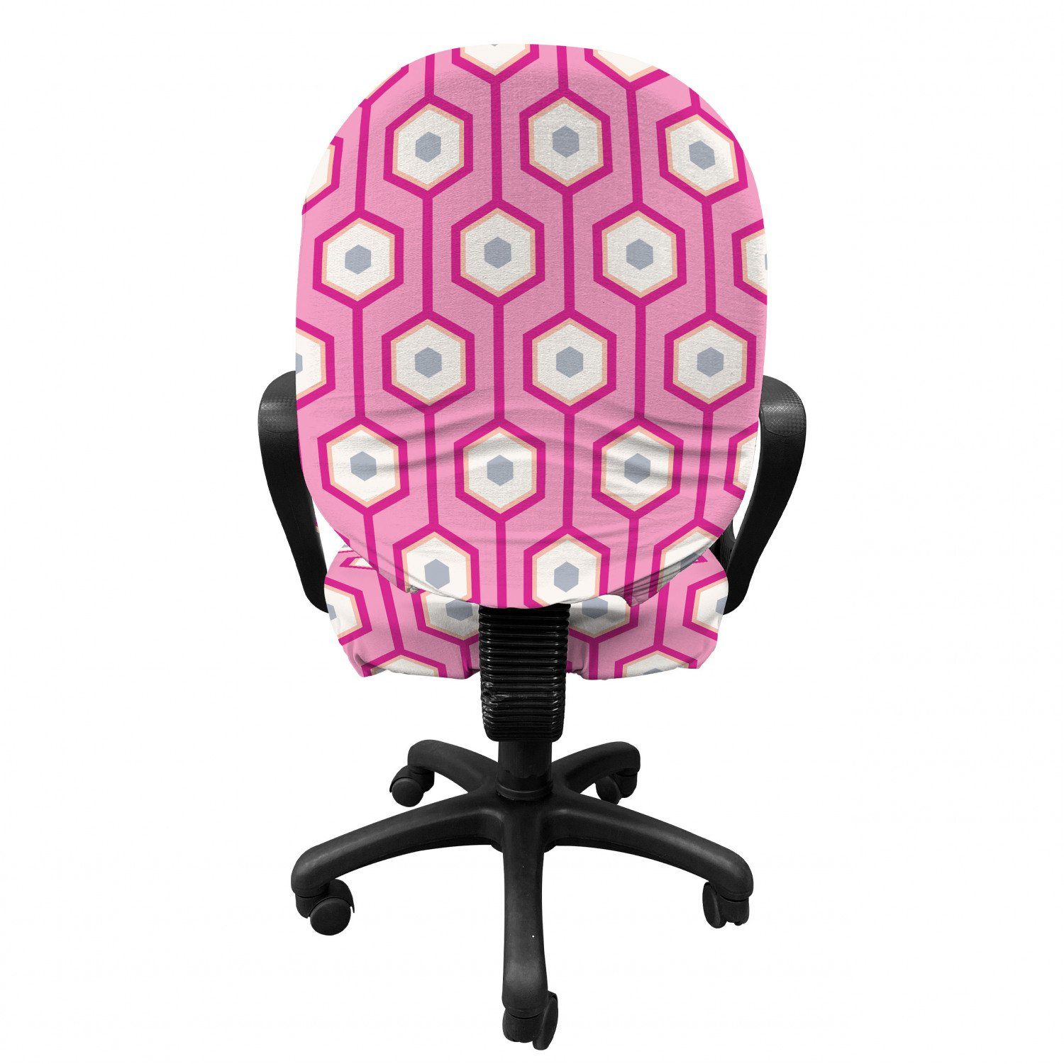 dekorative Vertikal Stretchgewebe, Bürostuhlhusse Dots Hexagons Abakuhaus, aus Rosa Schutzhülle