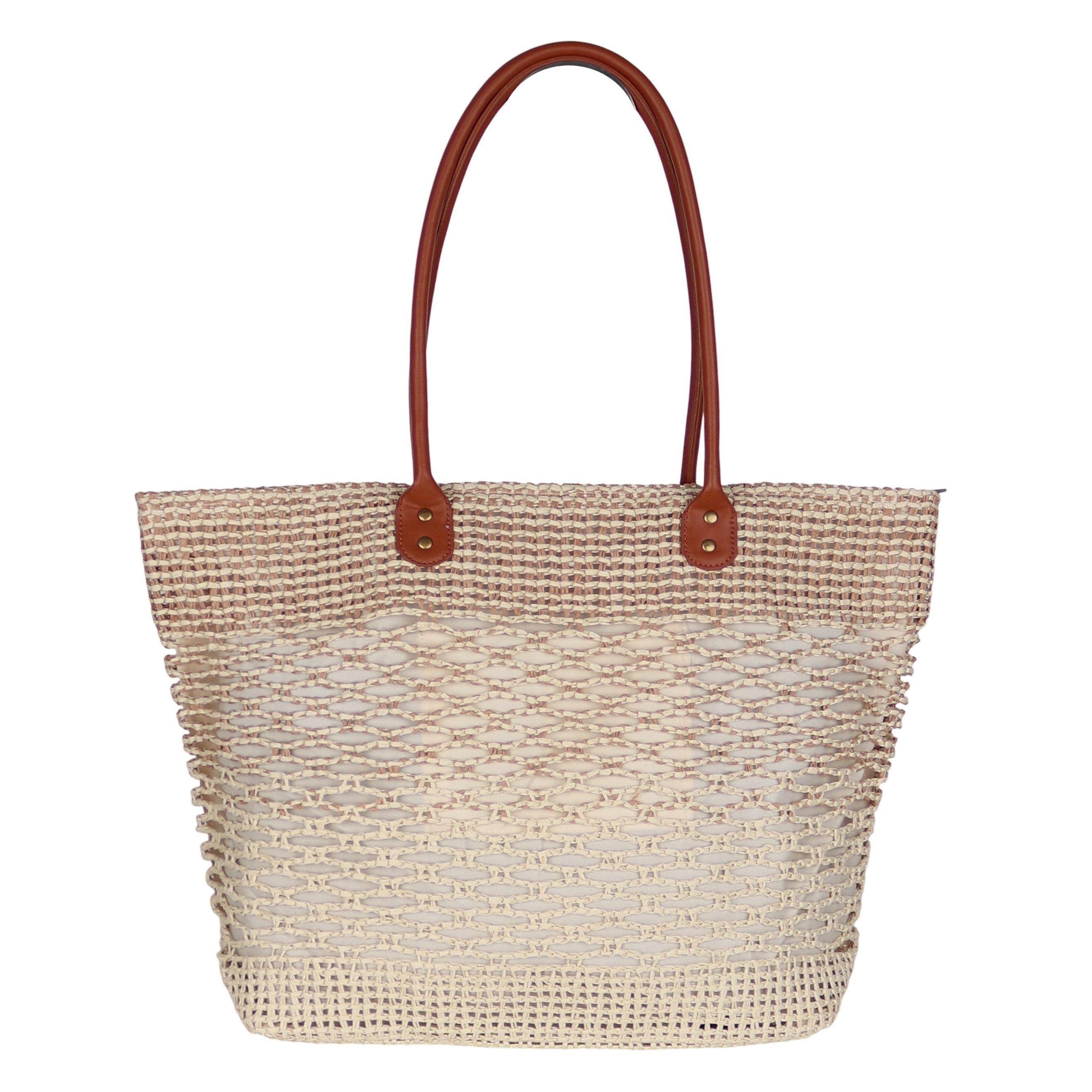 MIRROSI Strandtasche aus Papierstroh, Der perfekte Begleiter für Sommer & Urlaub, ca. 48x38x12cm