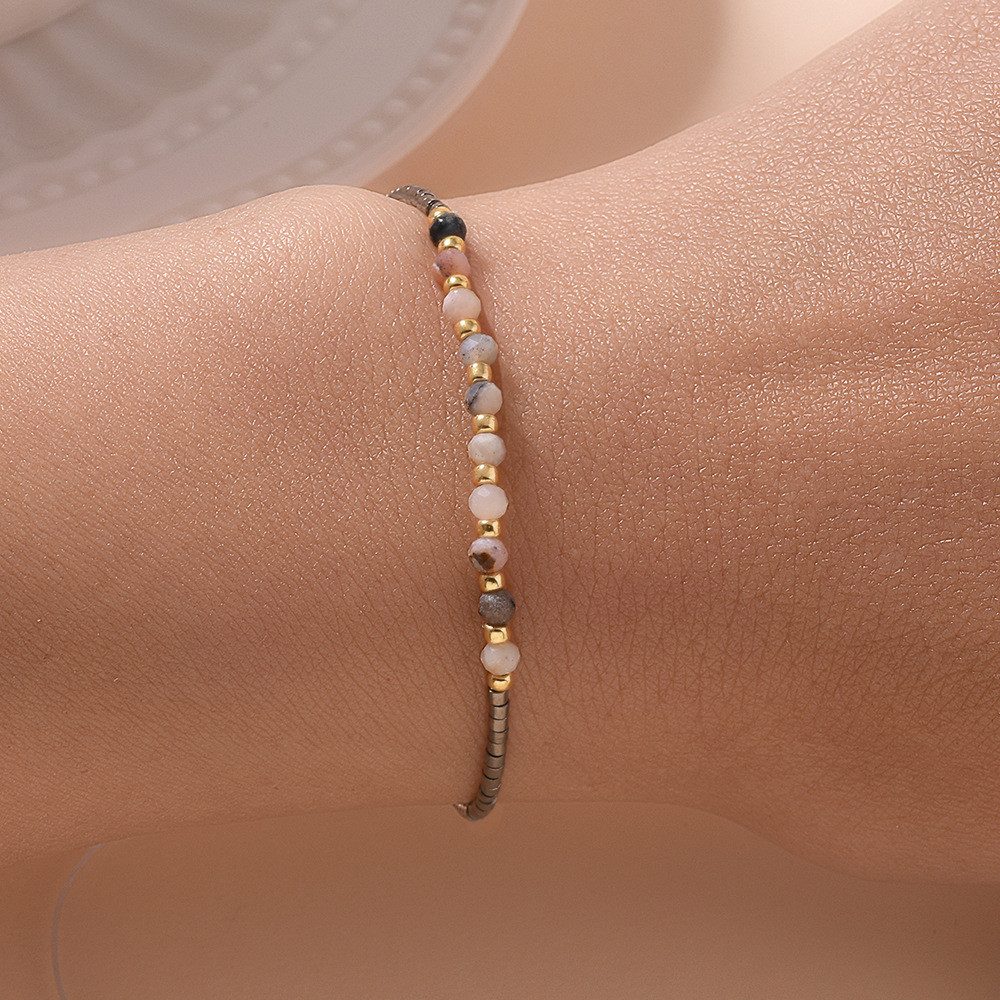 The Beauty House Armband Filigranes Edelstein Armband, – Zarter Damenschmuck in Naturtönen & Gold