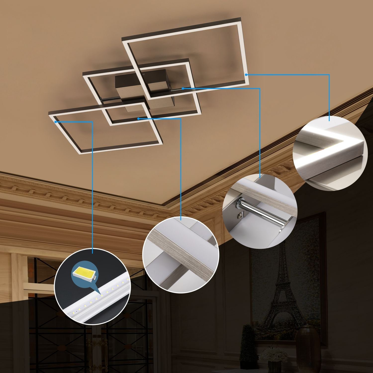 IMPTS Deckenleuchte LED Deckenlampe Mit Fernbedienung, Dimmbar, Warmweiß, N günstig online kaufen