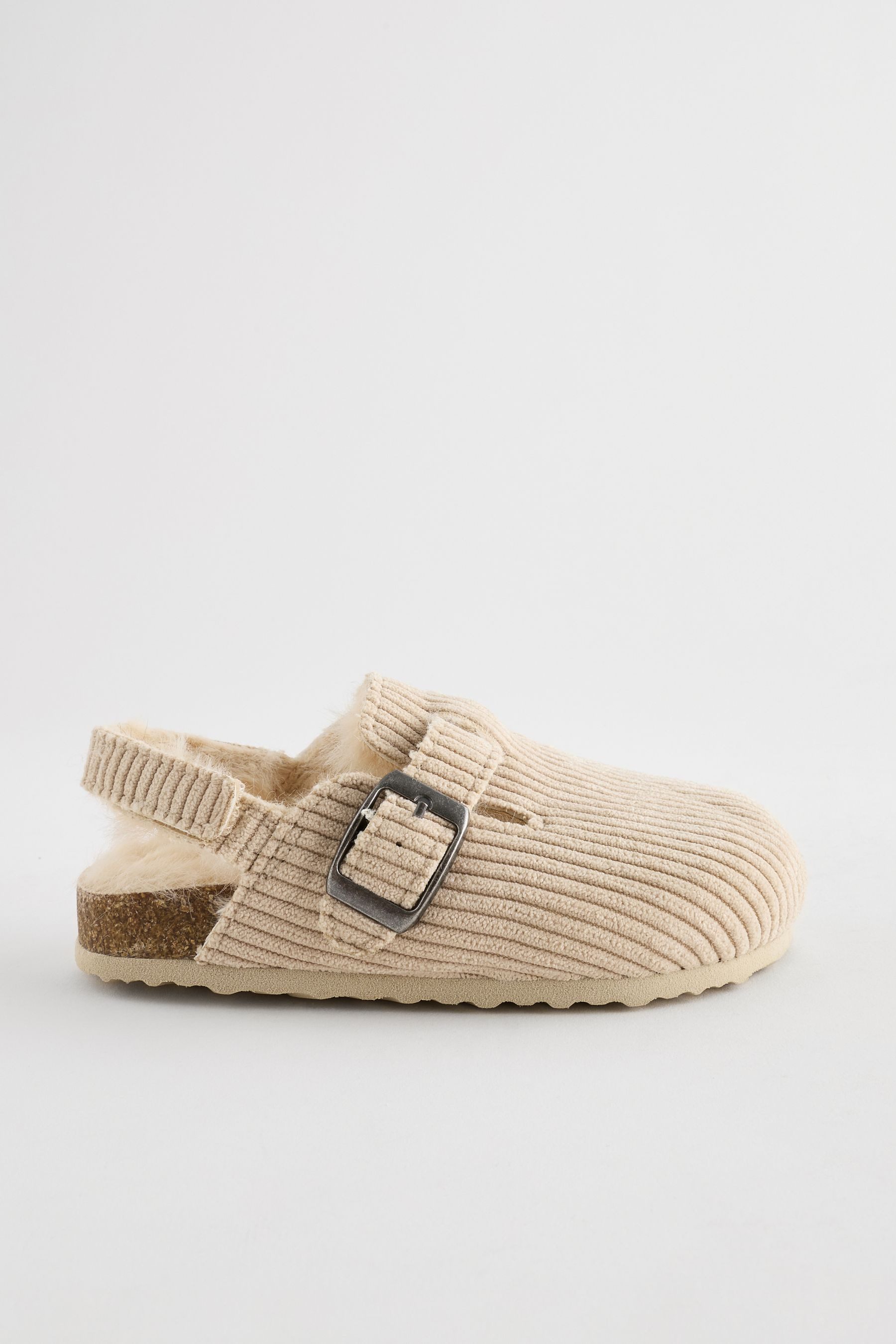 Pantoletten aus Cord mit Kork-Fußbett Hausschuh